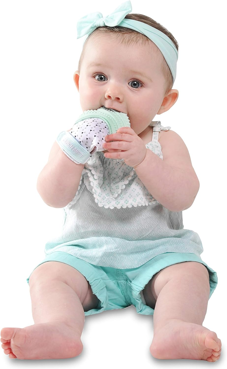Munch Mitt Bundle for Baby Girl, X1 Pastel Pink (MM07PH) and X1 Mint Green (MM06GT) Teething Mittens image number 2
