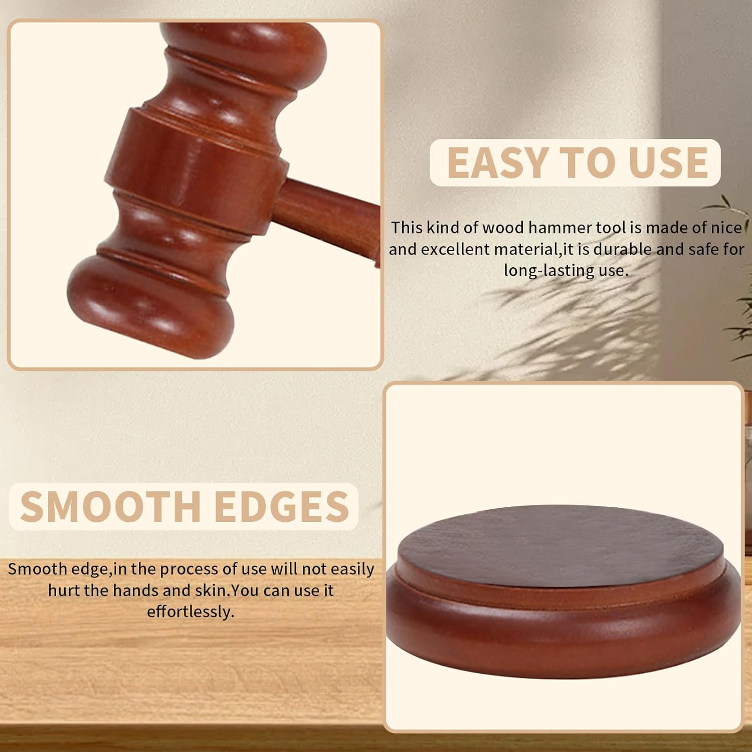 Wooden Judge Hammer & Sound Resonance Block Set, Gavel Auction Hammer, Judge Hammer, Gavel Lawyer Gift Hammer, Attorney Auction Sale Hammer for Auction Selling by Judges Associates Sale Meetings (1) image number 3