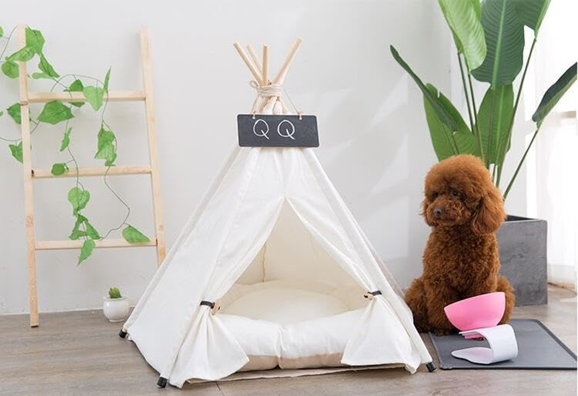 Pet Teepee Dog & Puppy Cat Bed Tents Tipi Portable Houses with Thick Cushion (L:Size Fits 15Kg/33Lbs (Pets)) image number 2