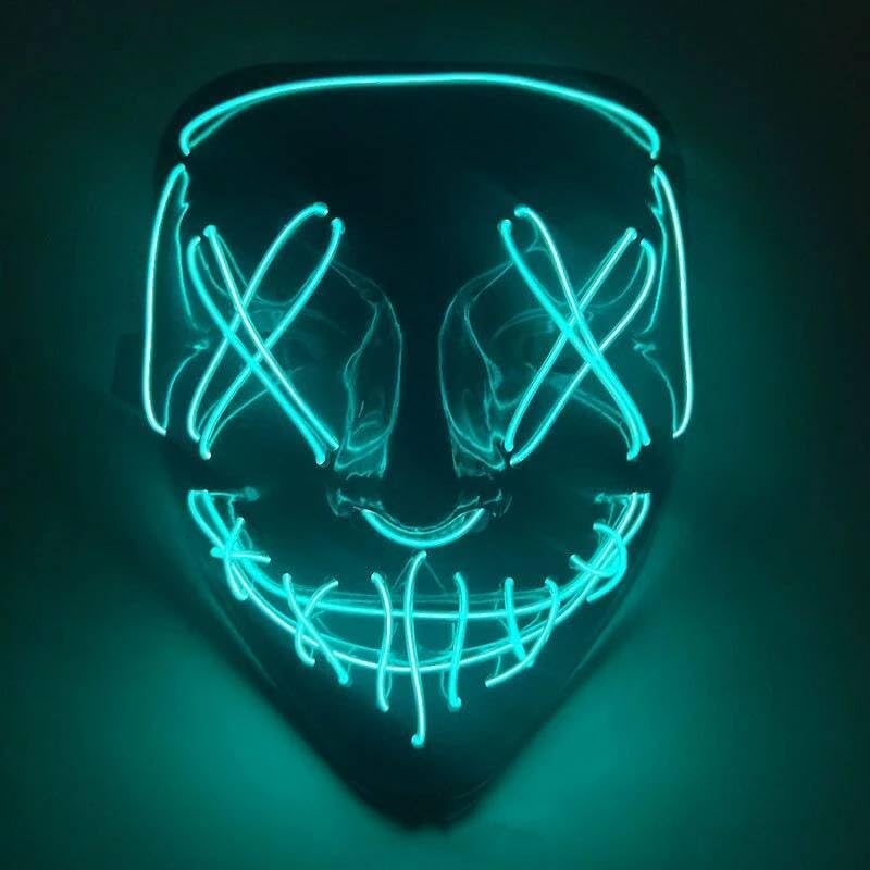 Boolavard Halloween Mask LED Light up Mask for Festival Cosplay Halloween Costume Masquerade Parties, Carnival, Gifts - Green  Pink image number 3