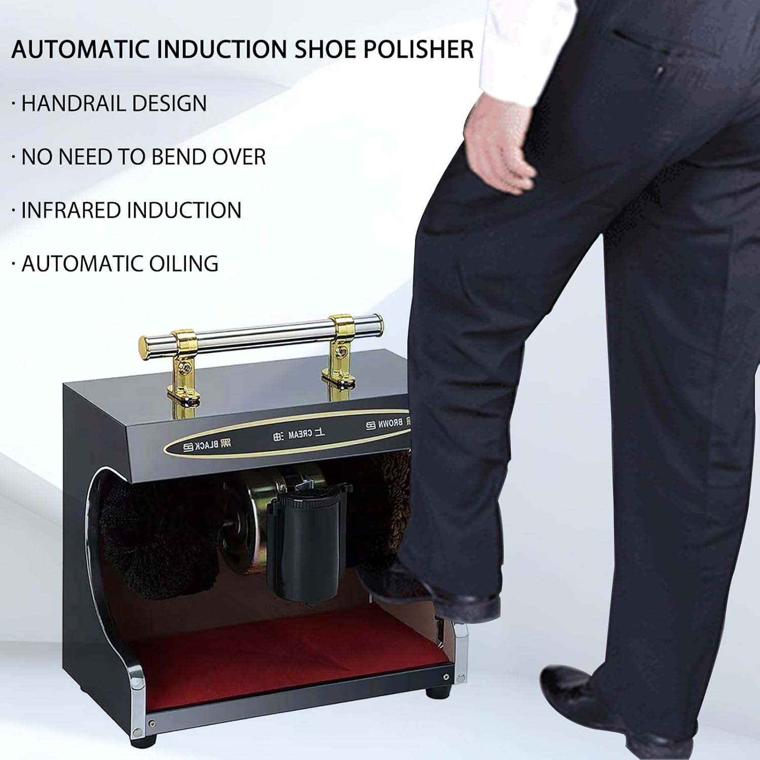 Electric Shoe Cleaner Fully Automatic, Electric Shoe Buffer Dust Removal Polishing Electric Leather Shoe Shine Machine for Home Hotel Lobby Office