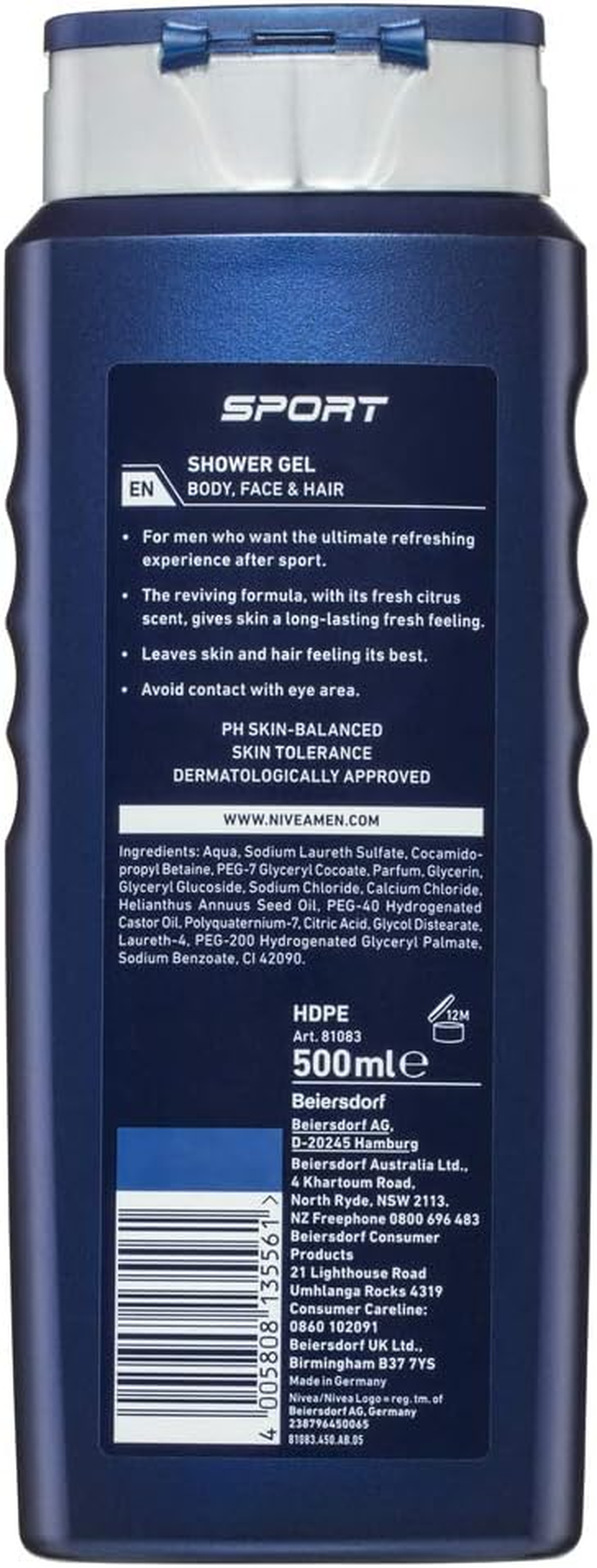 NIVEA MEN Sport Shower Gel, 500Ml