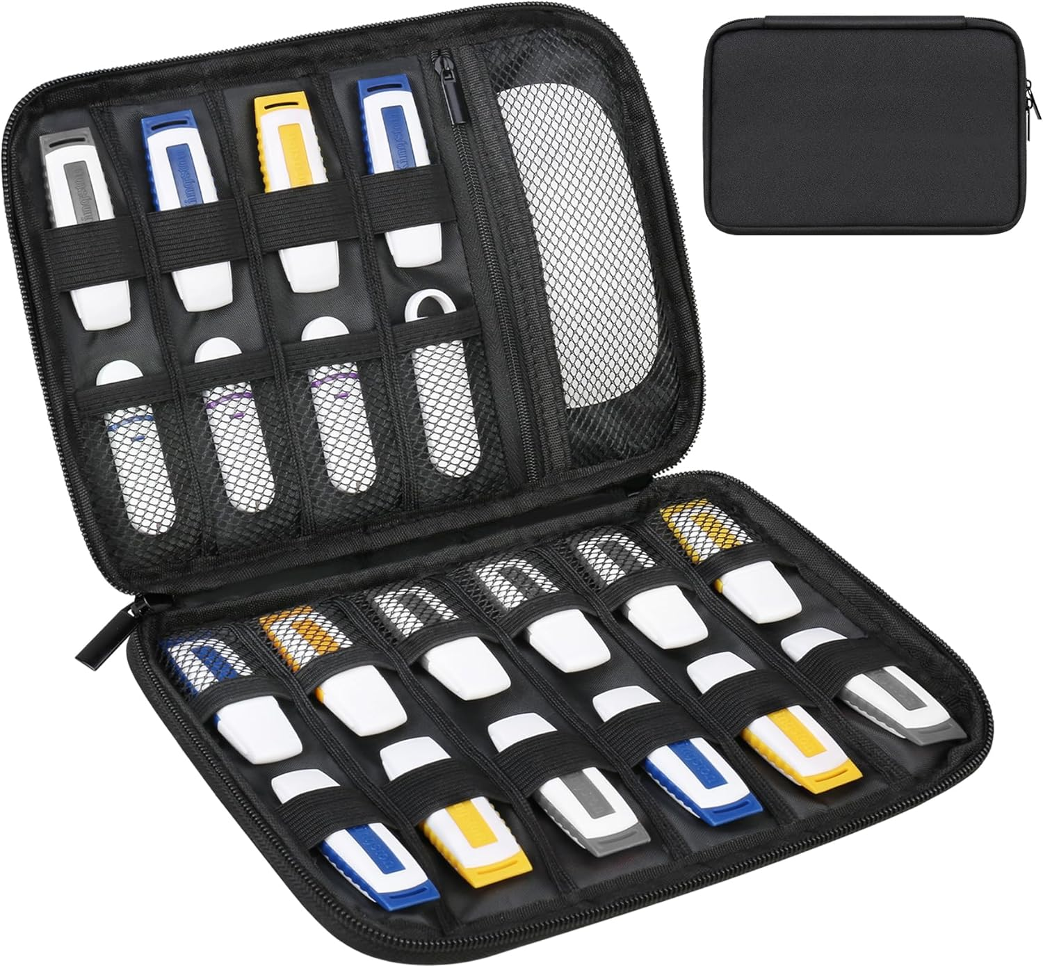 Lacdo USB Flash Drive Case Thumb Drive Holder Case Organizer Portable Electronic Accessories Storage Bag for Sandisk/Samsung/Samdata USB Flash Drives Jump Drive Memory Stick, Cable, SD Card, Black image number 2