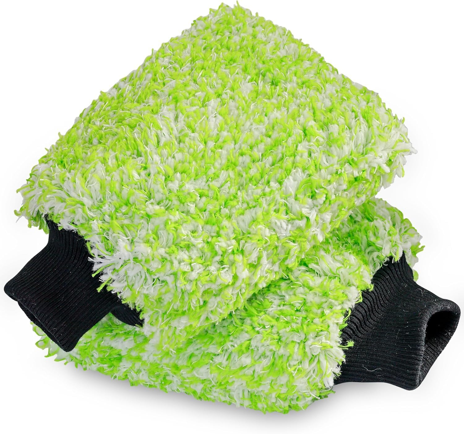 New Car Wash Mitt,Premium Cyclone Microfiber Washing Gloves, Holds Tons of Sudsy Water for Effective Washing, Machine Washable, Lint Free, Scratch Free (Green, 28X20Cm) image number 2