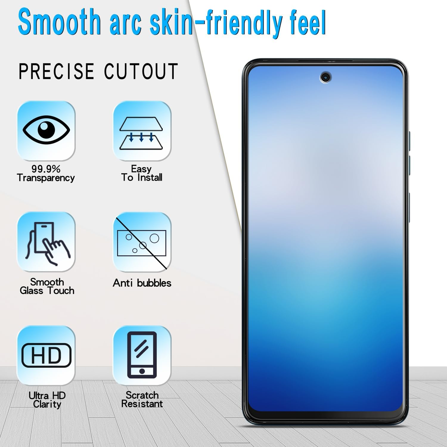 Slanku Screen Protector for Motorola Moto G04, G24 Tempered Glass Film, 9H Hardness, Easy Installation, Case-Friendly, anti Scratch, 3-Pack image number 2