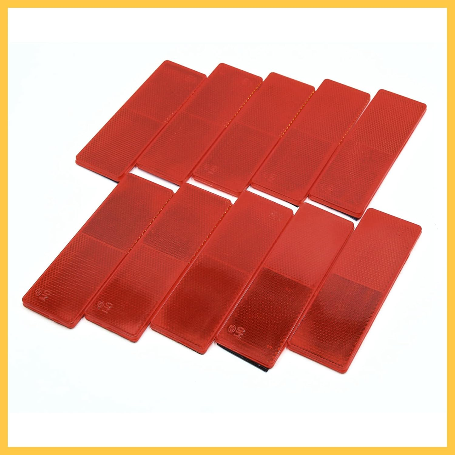 Automotive Car Red Rectangle Stick-On Safety Reflector Plate W/O Holes 10PCS Auto Replacement Parts