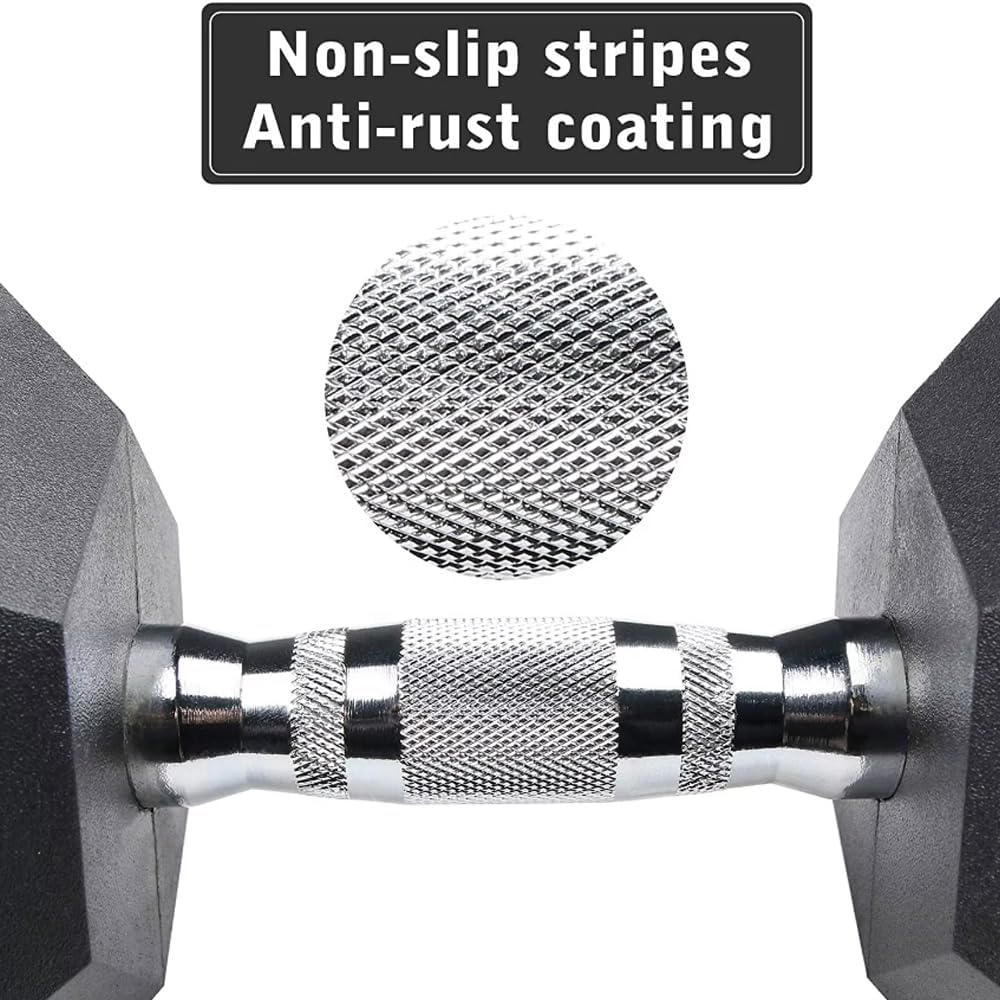 Hex Dumbbells (1KG-55KG), Fitness Dumbbell Set,Rubber Coated Encased Dumbbells Weight, Exercise Hand Weights with Non-Slip Handles, for Women Men,Home Gym,Workout,Strength Training,Bodybuilding - 10Kg X 2 image number 3