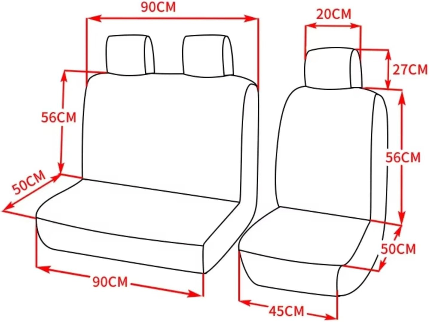 Vehicle Seat Cover Universal for VW LT T4 T5 Car Seat Covers for Transporter/Van Universal Leather,Truck Interior Accessories(Black Polyestor) - Blue Polyestor image number 4