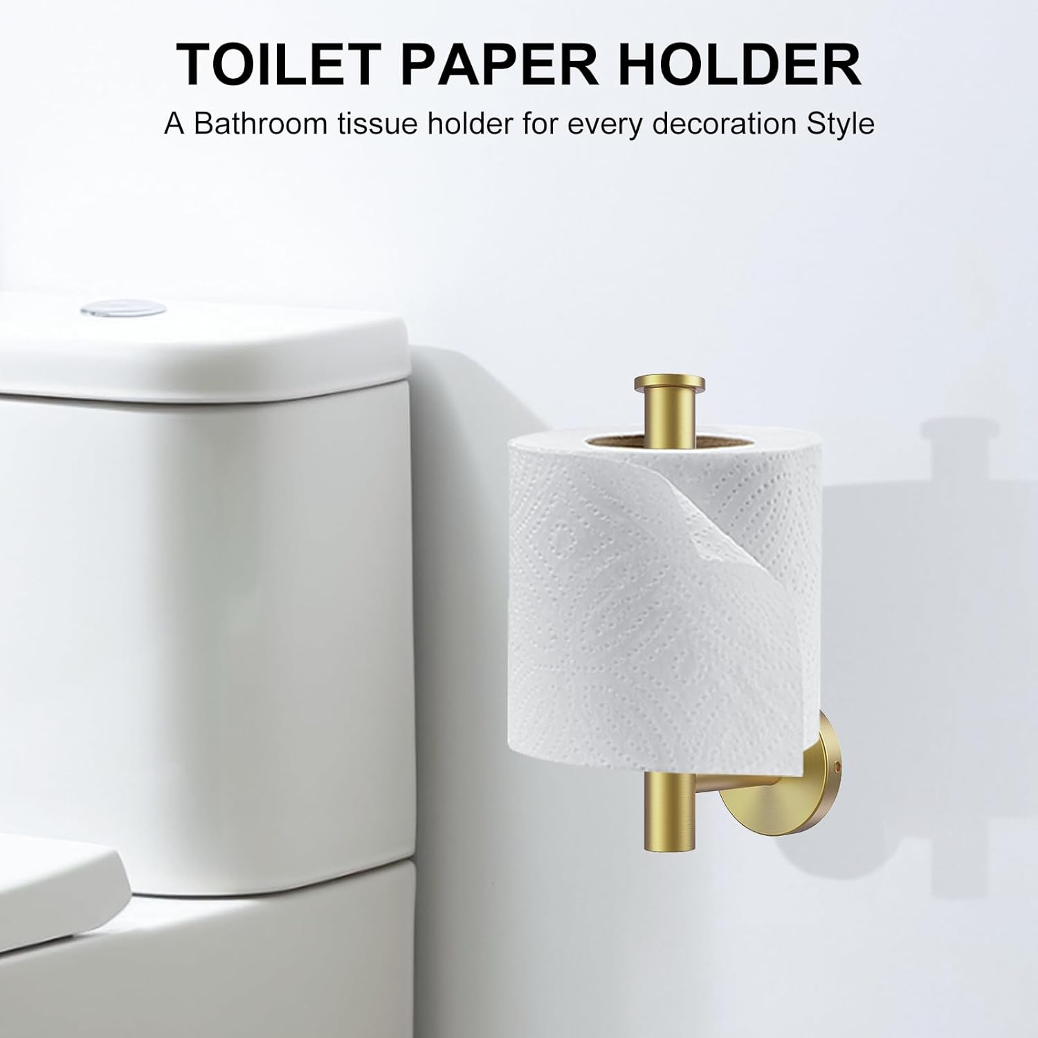 Setsail Toilet Paper Holder Wall Mount Screw-In Gold Bathroom Toilet Paper Roll Holders Stainless Steel Tissue Holder for Bathroom Hardware Accessories, Drill Hole image number 2