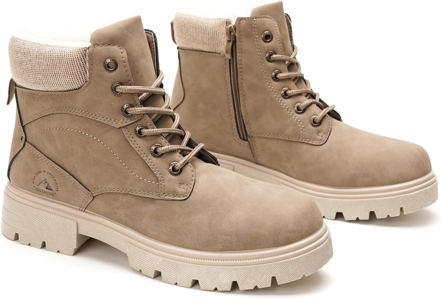 GLAMORA Womens Thermal Lined Lightweight Waterproof Non Slip Sole Side Zipper Comfort Everyday Work Cold Weather Walking Boots