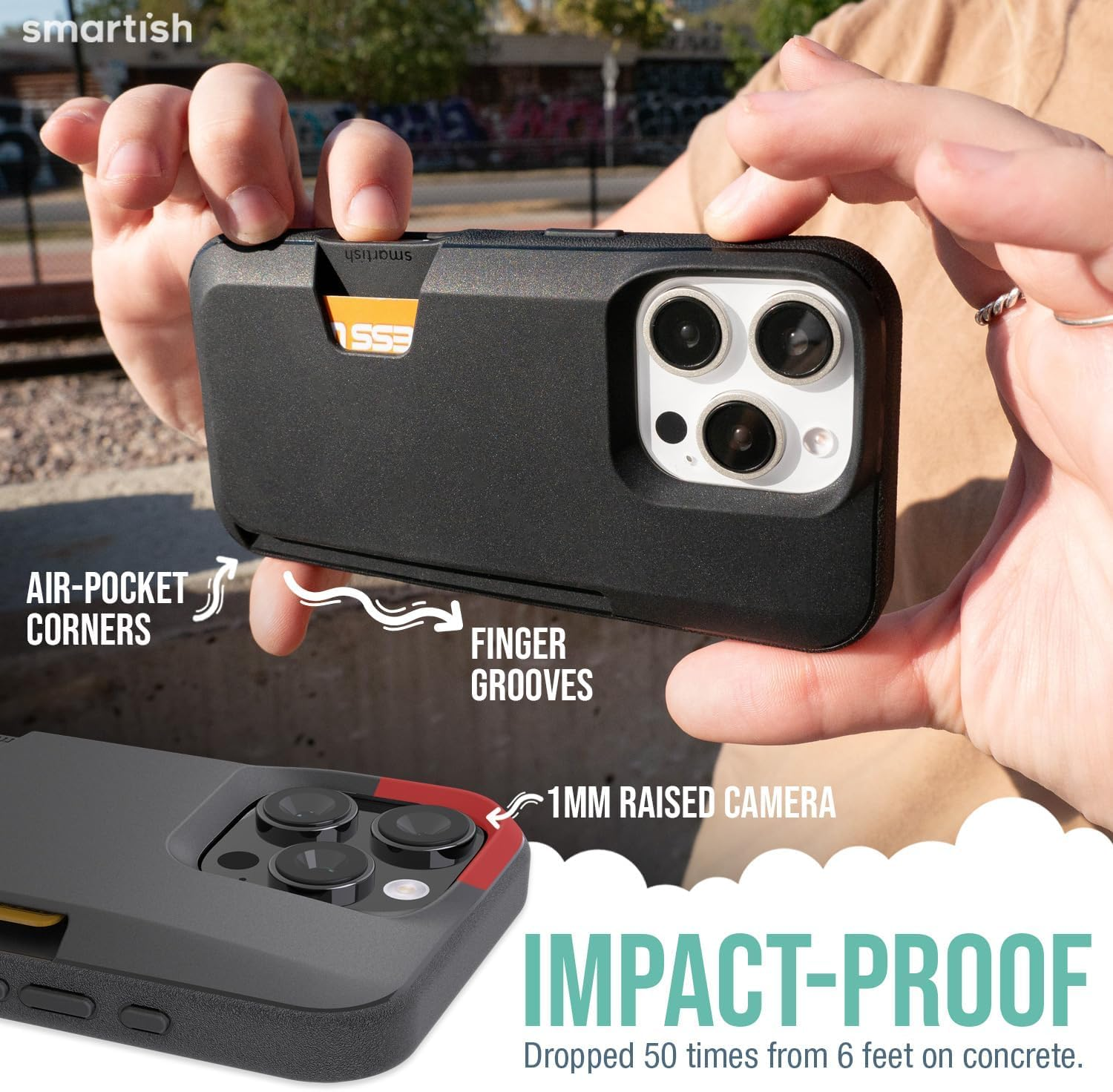 Smartish&reg; Iphone 16 Pro Wallet Case - Wallet Slayer Vol. 1 [Slim + Protective] Credit Card Holder - Drop Tested Hidden Flip Card Slot Cover Compatible with Apple Iphone 16 Pro - Black Tie Affair image number 3