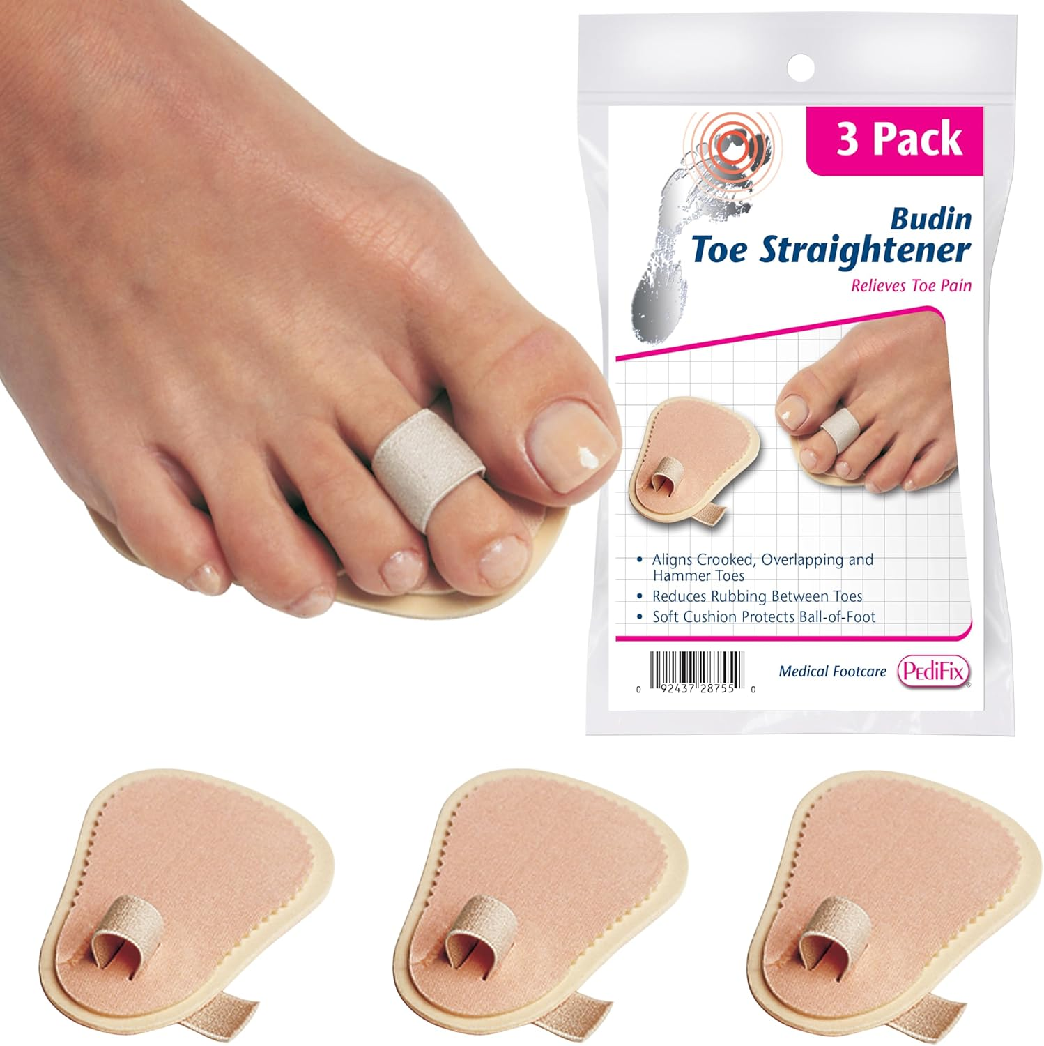 Pedifix Podiatrists' Choice Toe Straightener 3 Pack - One Size Fits Most