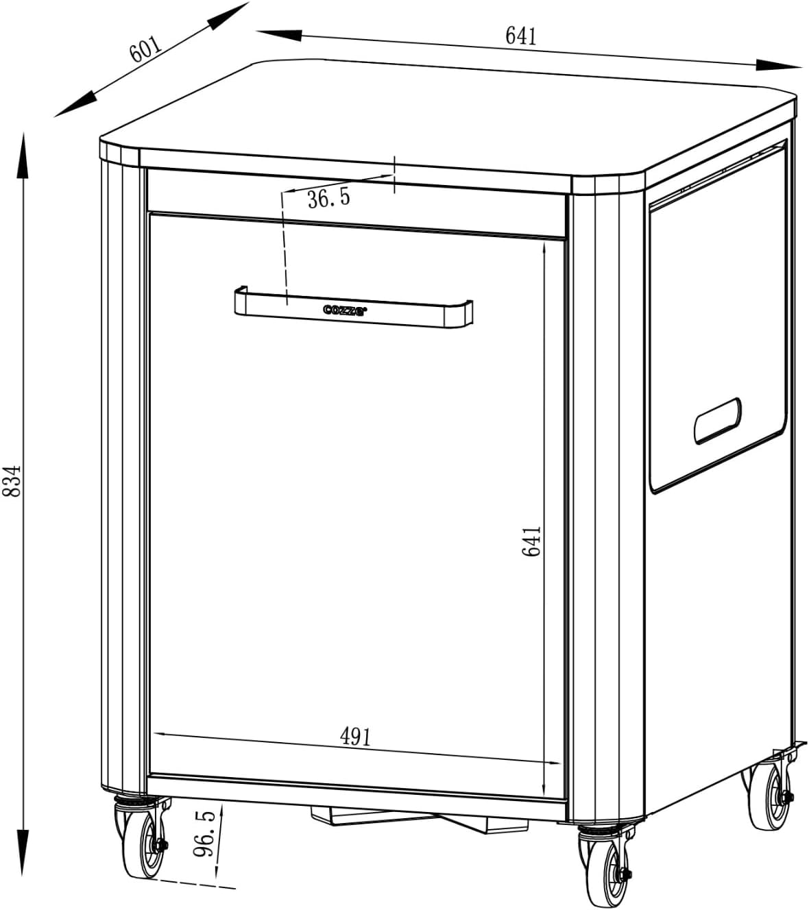 COZZE Kitchen Cart &ndash; Rolling Kitchen Island with Storage, Foldable Side Tables, Gas Bottle Holder &ndash; Rolling Storage Cart & Kitchen Island on Wheels image number 2