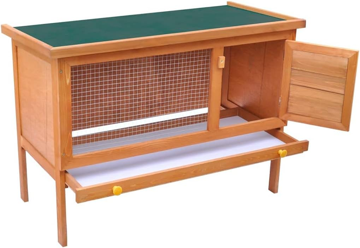Outdoor Rabbit Hutch 1 Layer Wood Pet House Small Animal Shelter Backyard Garden image number 2