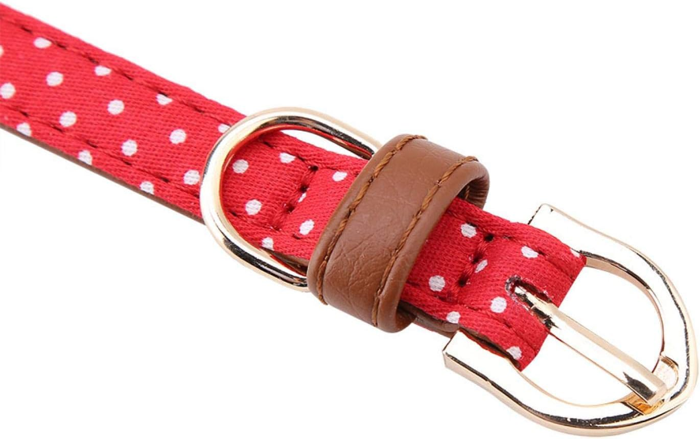 EVTSCAN Pet Collar with Bow, Pet Cat Dog Polka Dot Collar Classic Puppy Bowtie Adjustable PU Leather Dog Bow Tie(A-Red) image number 2