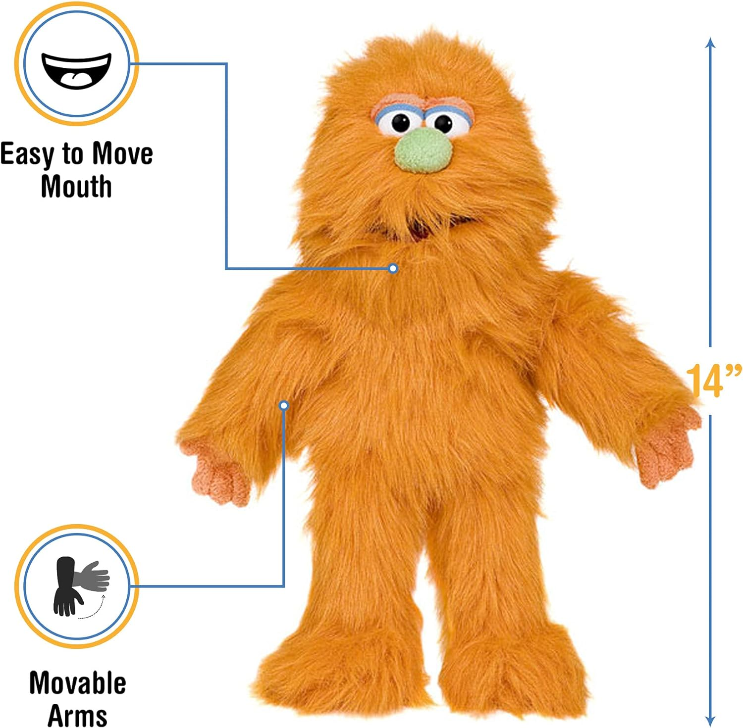 14" Orange Monster Puppet image number 3