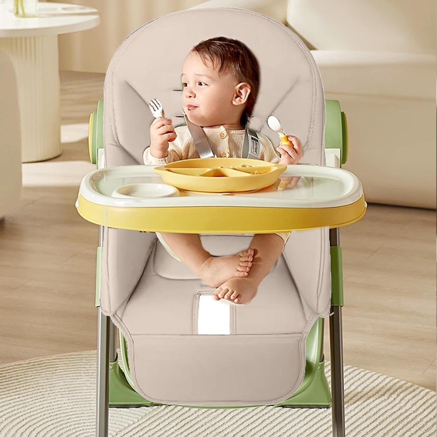 High Chair Covers for Baby, High Chair Cushion, Universial Replacement for Peg Perego、Siesta Zero3、Baoneo, Kosmic Jan? - Green image number 3