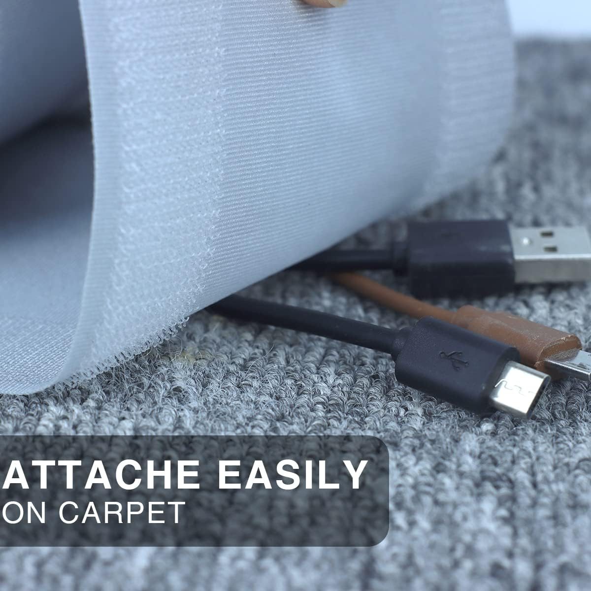 2 Pcs Gray Floor Cord Cover for Office Carpet Wire Cover under Desk Cable Grip Strip Management Hold Cords in Place for Power Cords Audio Cables Coaxial Cable Telephone Line (3.9&rdquo; Width X 10&rsquo;Length)