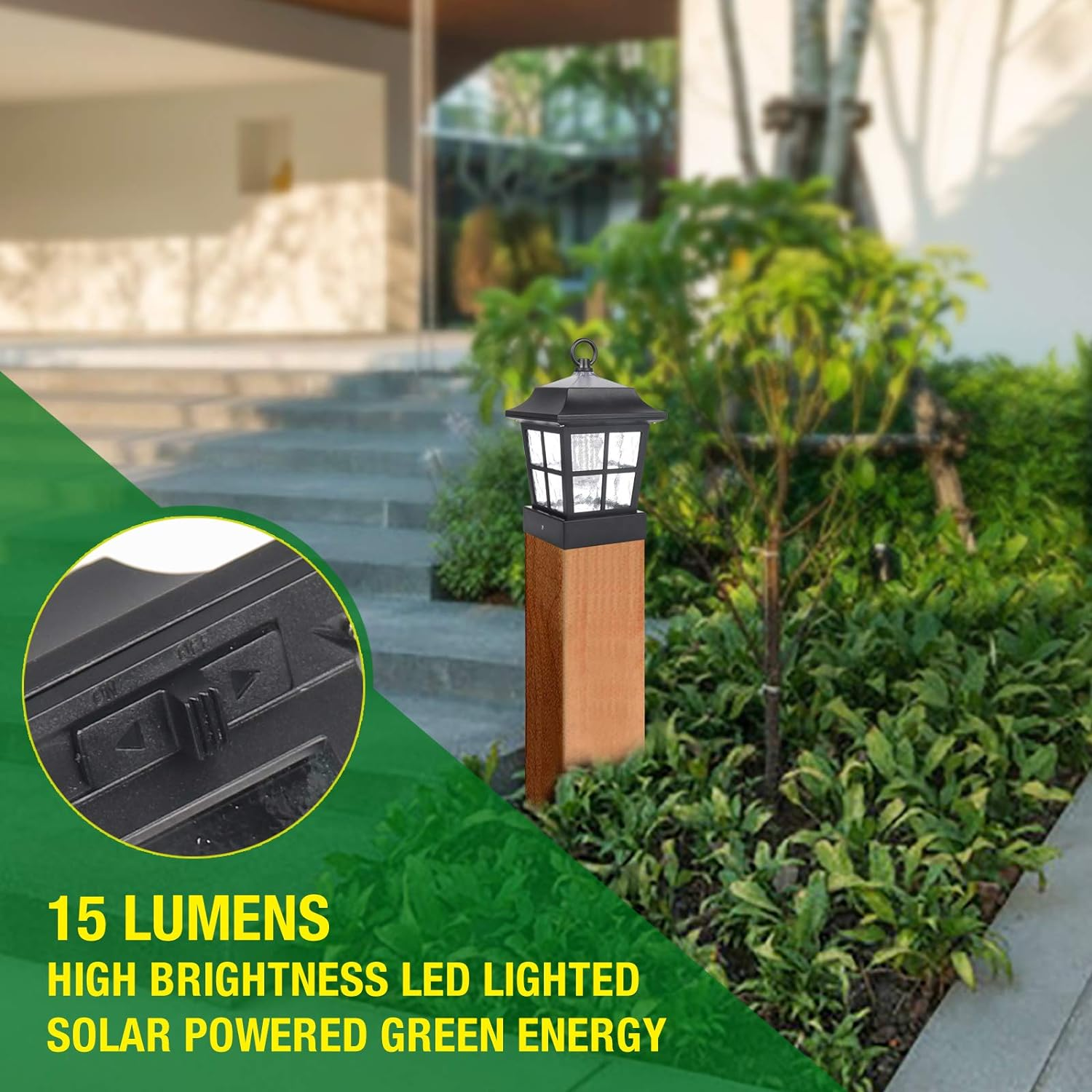 KMC Lighting Post Solar Lights Solar Deck Lights Solar Post Cap Lights Solar Fence Lights 15 LUMENS KT130QFX4 Fit for 3.7X3.7&rdquo; Regular Fence Posts or with Included Adaptor Fit for Bigger Flat Surface image number 1