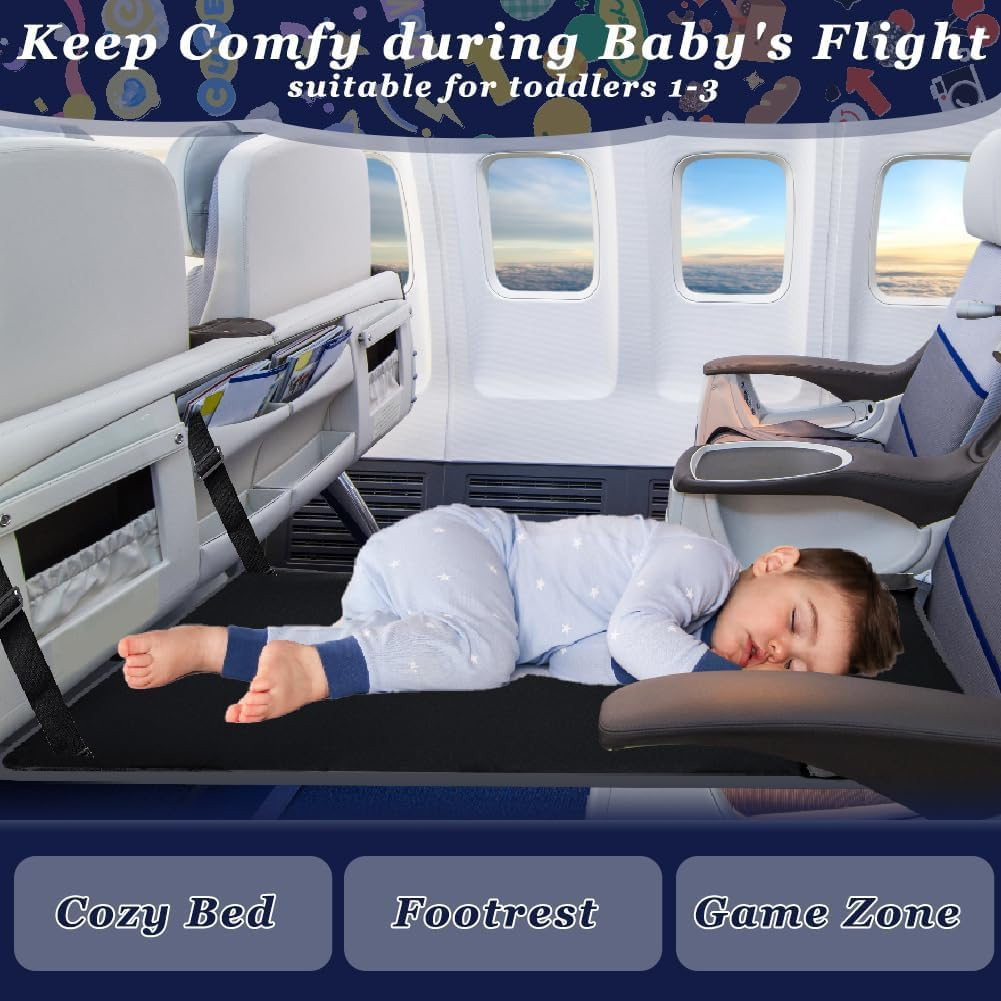 Toddler Airplane Bed, Kids Airplane Seat Extender Travel Bed, Kids Airplane Travel Essentials, Airplane Must Have for Toddlers, Portable Plane Bed Foot Rest for Flights image number 3