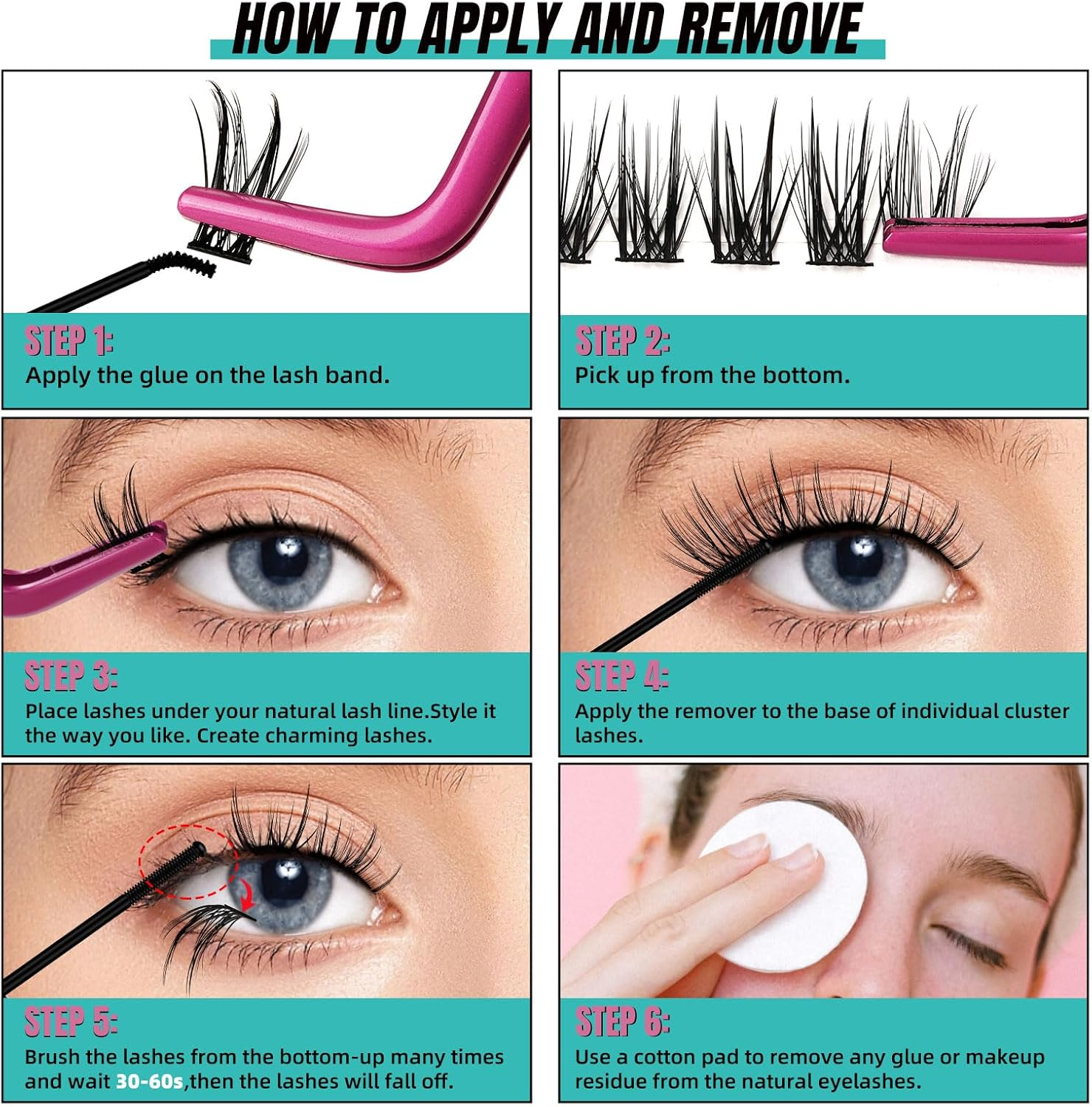 Lash Clusters Diy Eyelash Extensions Individual Lashes Cluster Wispy D Curl Eyelashes Extension Clusters Fluffy Natural 112Pcs False Lashes(V&R,D-Mix) image number 4