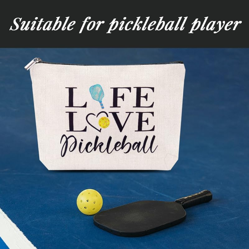 Pickleball Gifts for Women Her Pink Peace Lover Pickleball Lover Cosmetic Bag Gifts for Team Birthday Christmas Zipper Pickle-Balls Cosmetic Toiletry Pouch Purse Travel Pickle-Balls Stuff image number 1