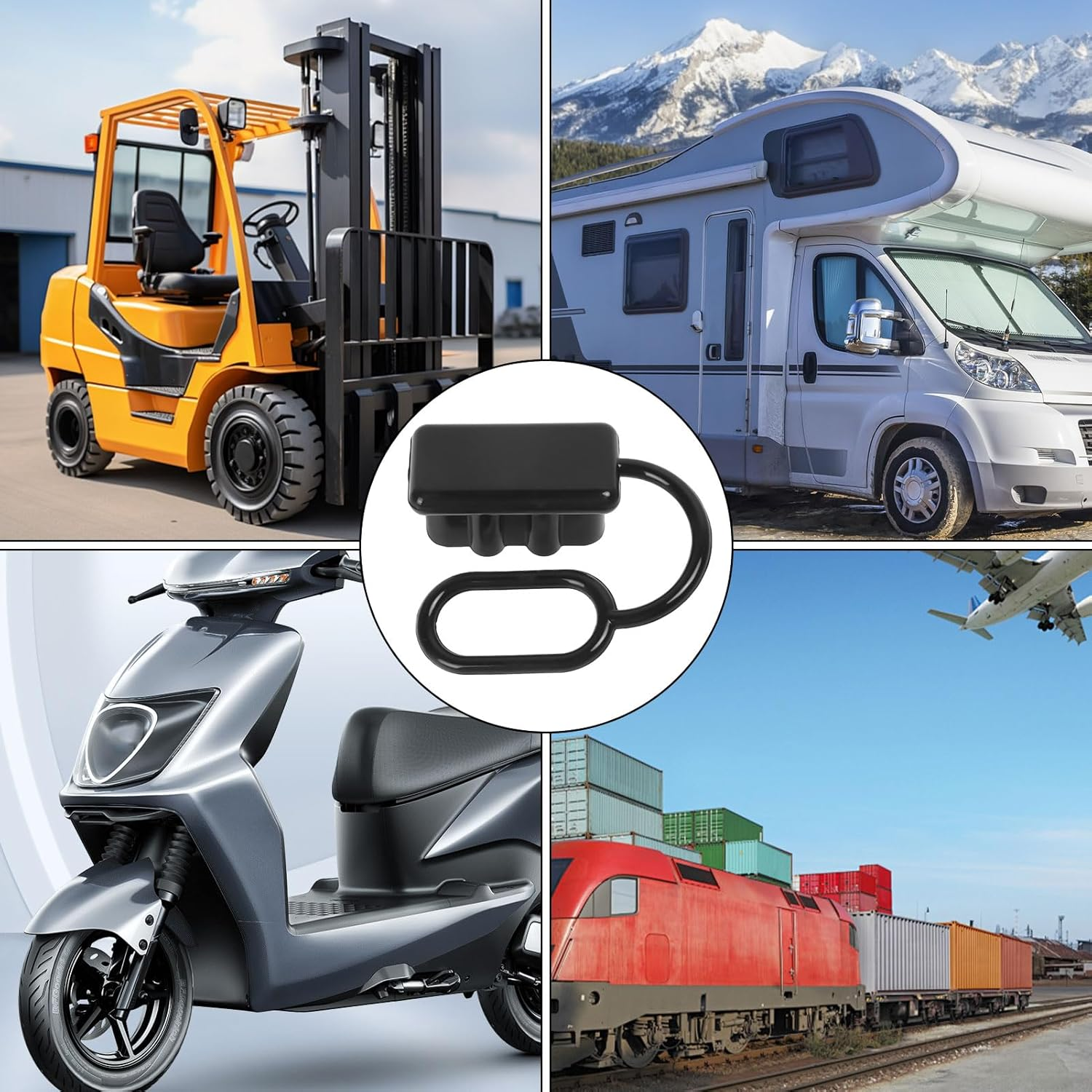 10 Pcs 50A Anderson Plug Cover, Battery Dust Cover with Securing Loop, Waterproof Connector Dust Cover Fits 50A DC Power Connectors, Trailer, Boat, Durable Rubber Boot for Outdoor Use