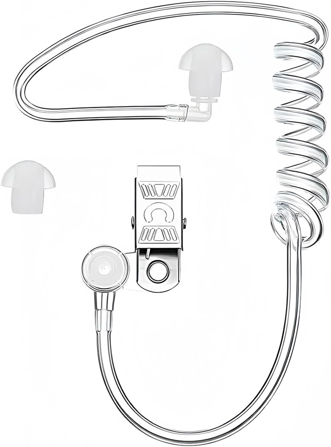 Earphones Sound Tube for Radios, Sound Tube Ear Insert, Bi-Directional Receiver, Transparent, Includes Retaining Clip and Earplugs, Suitable for Intercoms, One-Ear Headphones image number 2