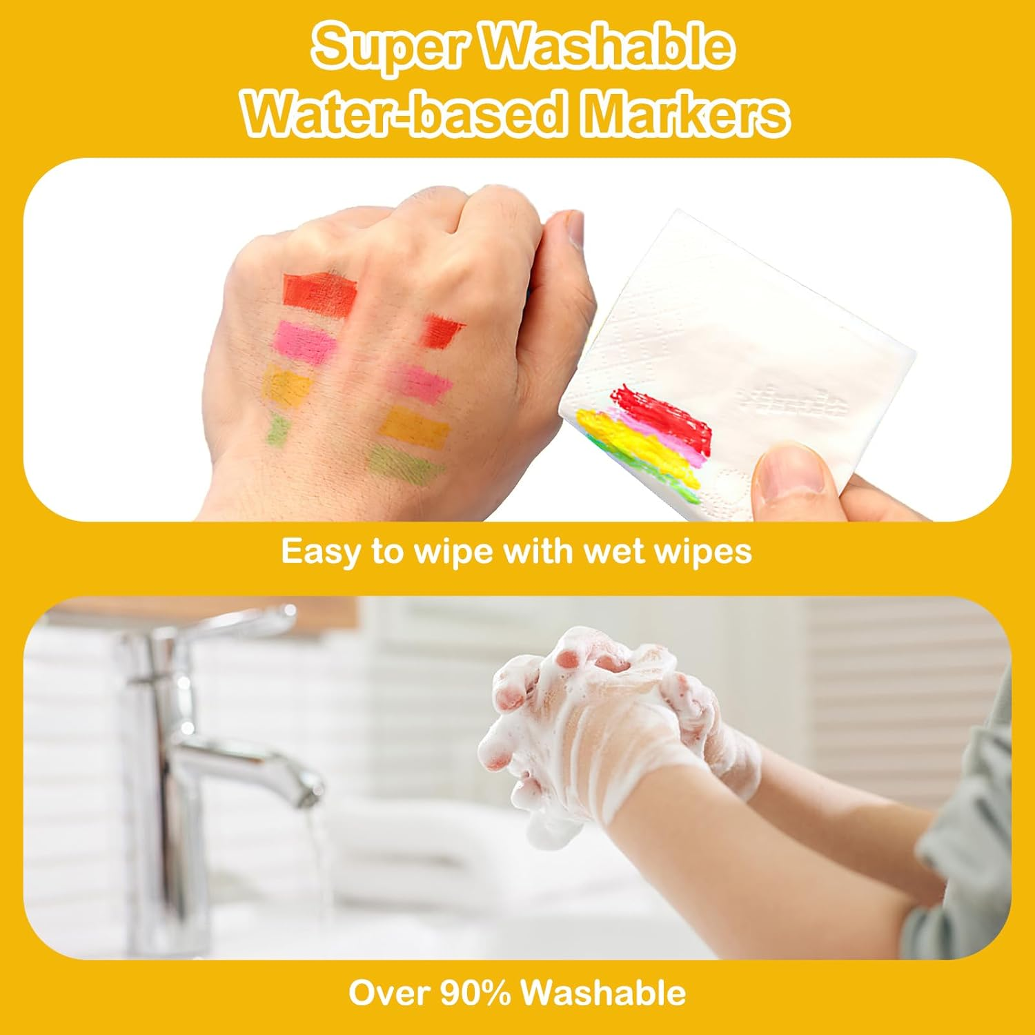 SAYEEC Washable Markers, 24 Colors Art Markers Set with Case, Fine Chisel Dual Tips Drawing Pens Water-Based Markers for Kids Artist Adults Coloring Books Sketching Journaling Illustration Manga Comic