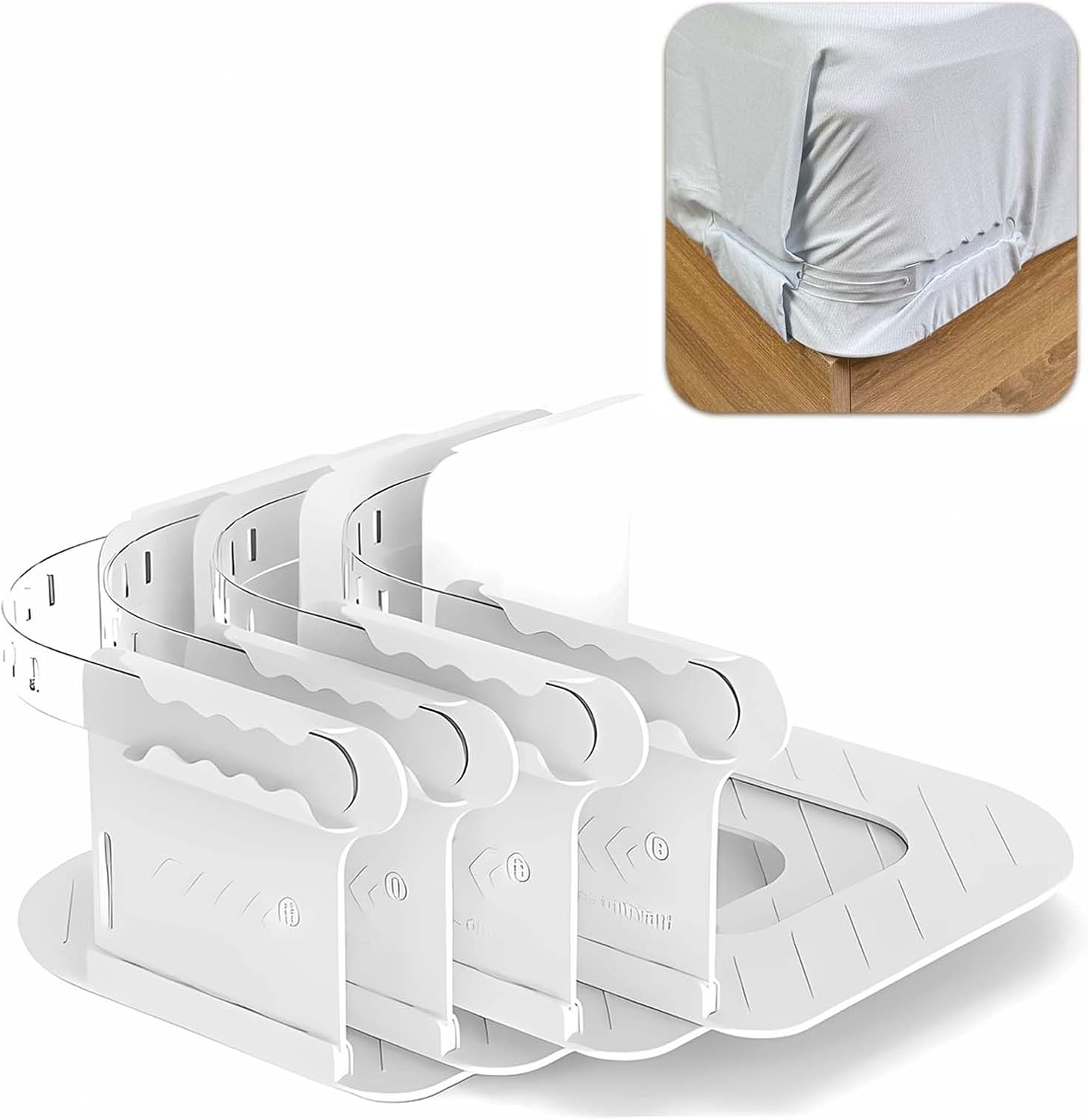Bed Sheet Holder &ndash; Premium Lock Fitted Sheet Holder, Heavy-Duty Bed Sheet Fasteners, Secure Corner Straps for All Mattress Sizes, Easy to Install（Gray）