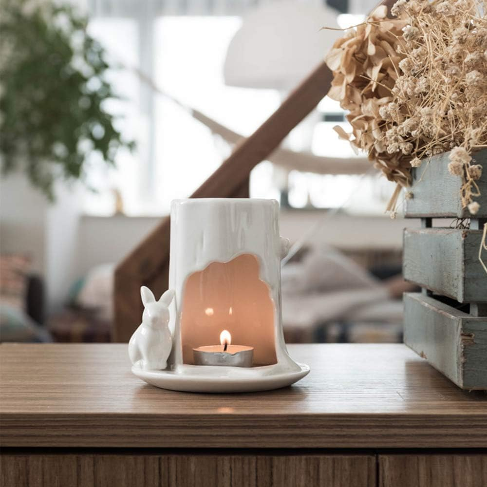 Scented Candle Fragrance Melter Tea Light Holder,Wrought Iron Home Aromatherapy Candle Stand Oil Burner Ceramic Candle Holders Aroma Living Room Porcelain Ceramic Wax Melt Burner