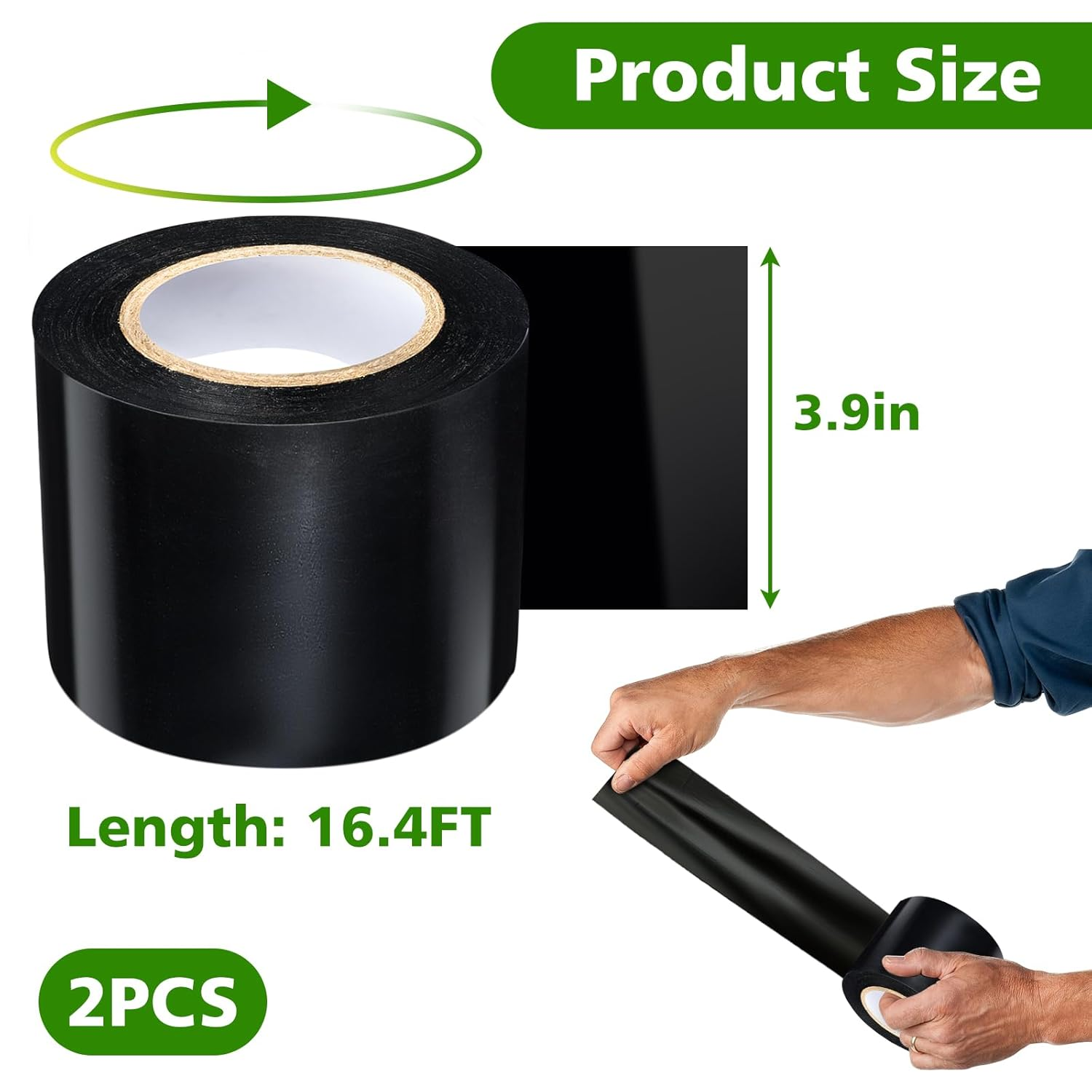 2PCS Pond Liner Seam Tape,3.9" X 16.4'Self Adhesive Double Sided Pond Seam Tape for EPDM Pond Liners,Waterproof Pond Liners Repair Patch for EPDM Pond Liner Garden Cover Repair (3.9" X 16.4' /2Pcs) image number 1