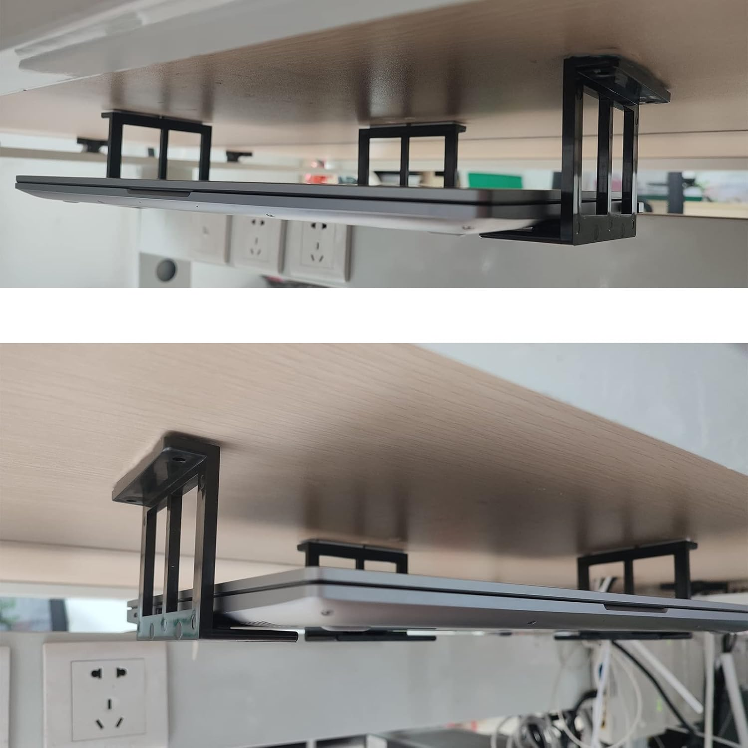 PIAOLGYI under Desk Laptop Holder Mount with Screw,Bracket Devices Upto 2.7" under Desk Mount for Ps4,Xbox Series S,Xbox One S,Cable Box,Laptop & More(Plastic) image number 5