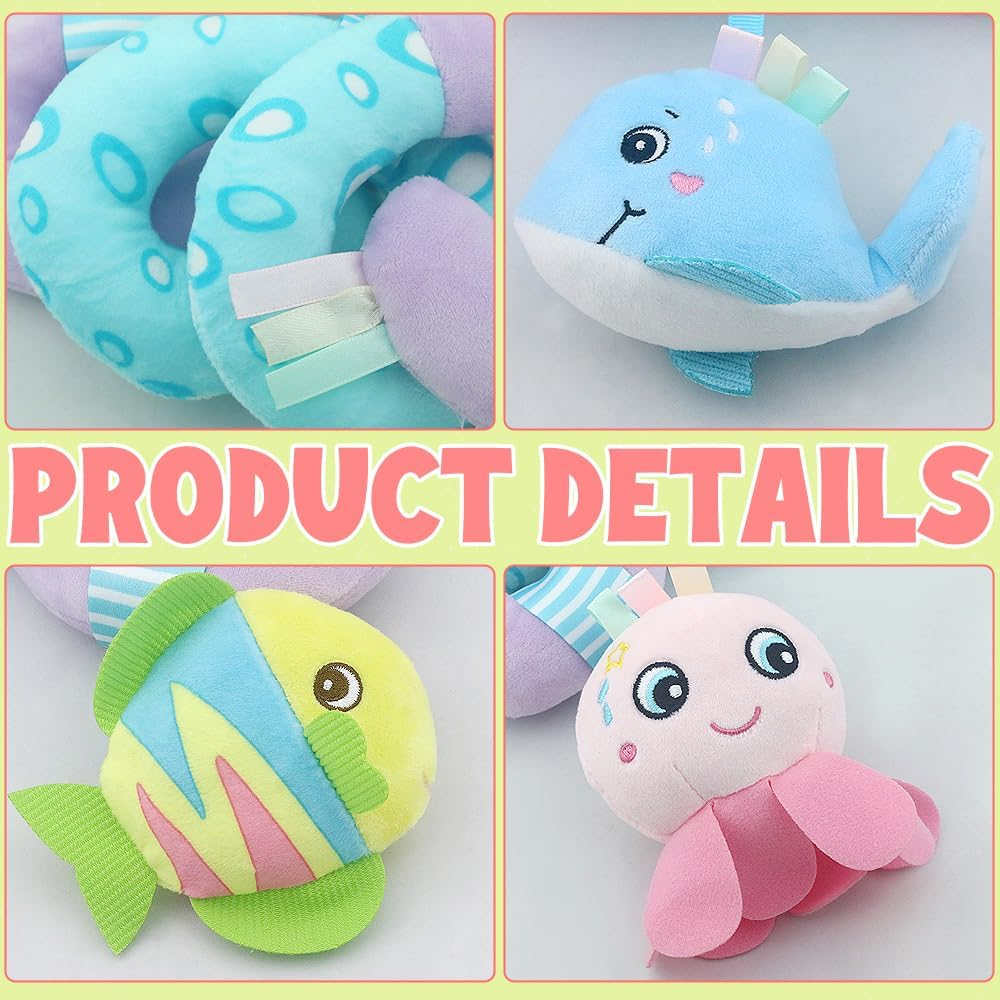Baby Activity Spiral Plush Car Seat Toys, Stroller Bar Toys with Bell for Boy or Girl(Ocean) image number 6