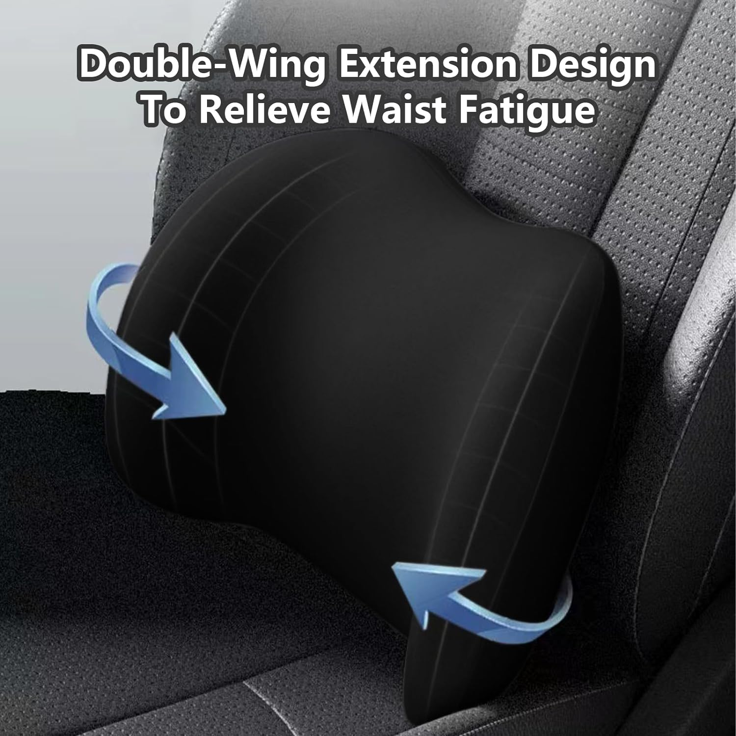 Lumbar Support Pillow for Car Seat Memory Foam Lower Back Support Cushion for Car Home Office Chair Driving Traveling Pillow with Strap for Back Pain Relief (Black) image number 3