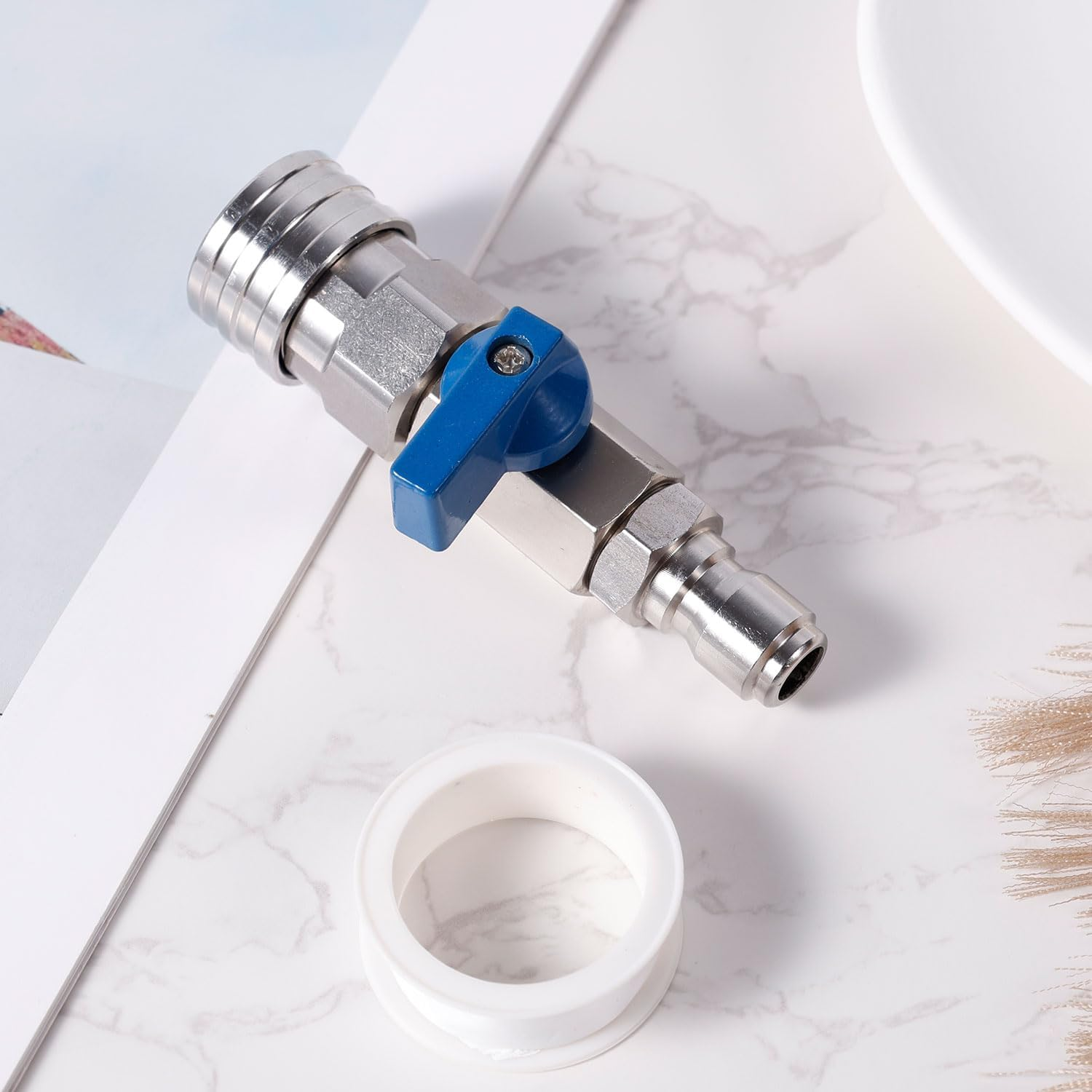 NQEUEPN Quick Connect Ball Valve, Stainless Steel Pressure Washer Ball Valve 3/8 Inch High Pressure Washer Ball Valve for Power Washer Hose image number 1