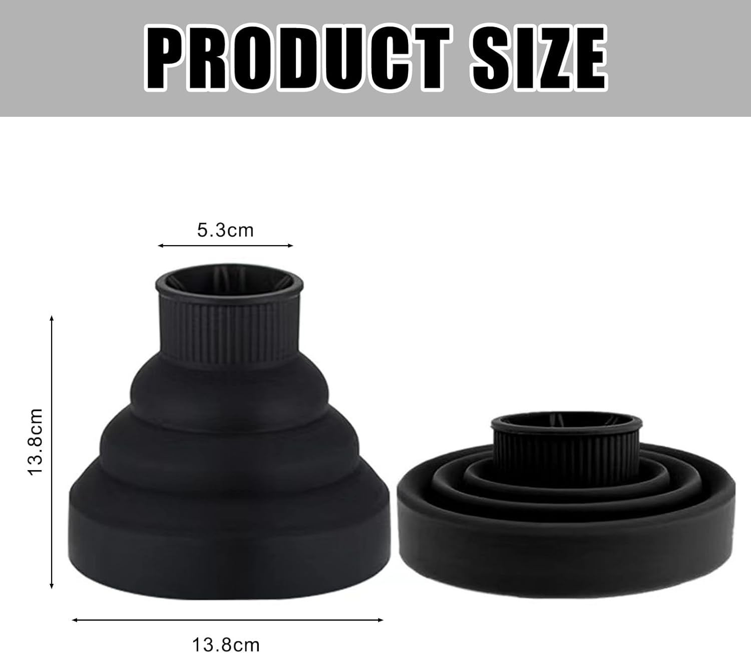 Diffuser Hair Universal, Diffuser Attachment Hair Dryer, Foldable, Portable, for Curly or Wavy Hair Styling (Black) image number 3