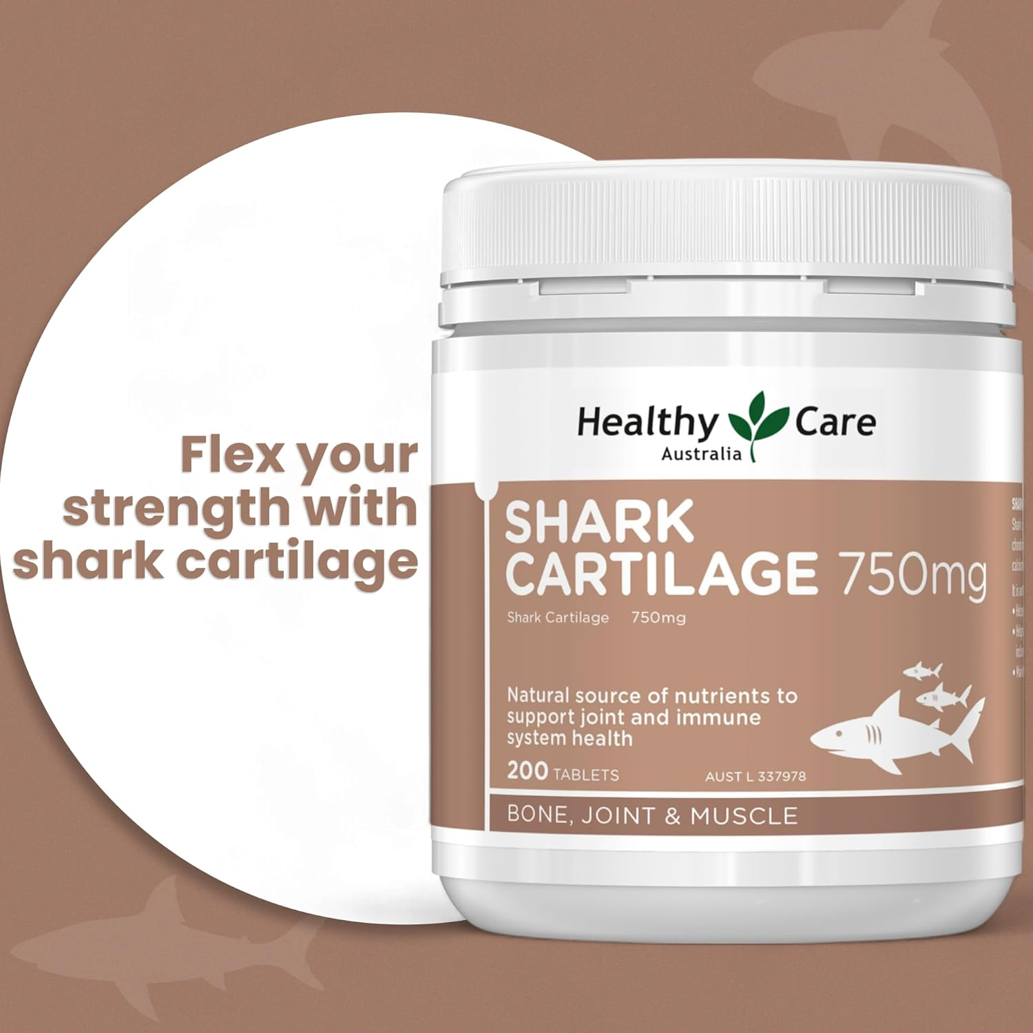 Healthy Care Shark Cartilage Tablets - Premium Dietary Supplement for Joint & Immune Support - Sugar-Free - 200 Tablets image number 6