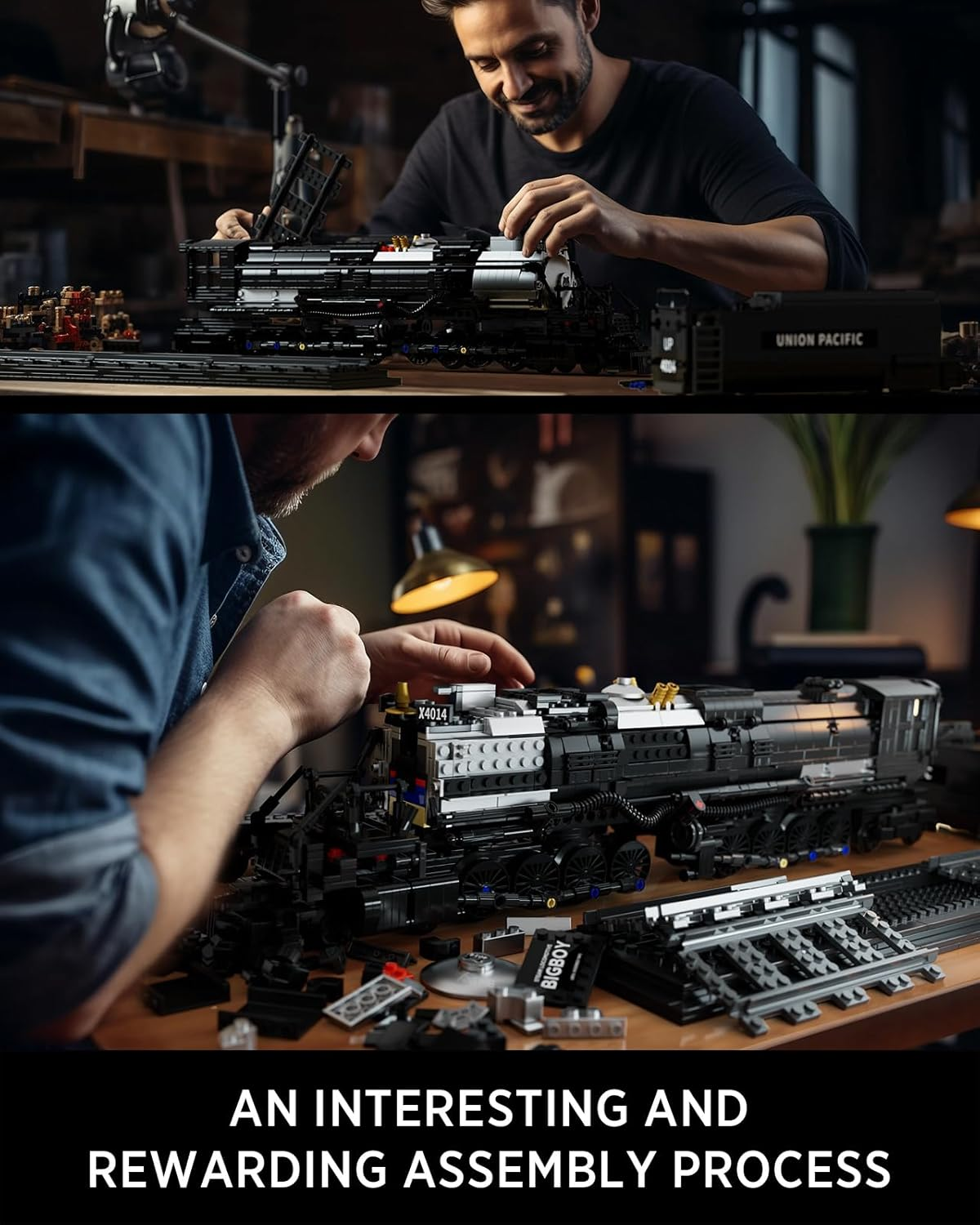 Nifeliz Big Boy Locomotive, Articulated Steam Locomotive Building Block Set, Legendary Steam Train Display Kit for Gift Giving (1,818 Pieces) image number 1