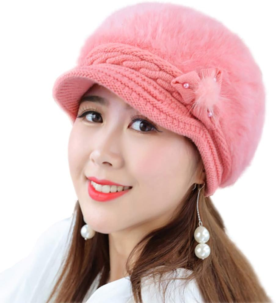 Loritta Womens Winter Warm Knitted Hats Slouchy Wool Beanie Hat Cap Visor