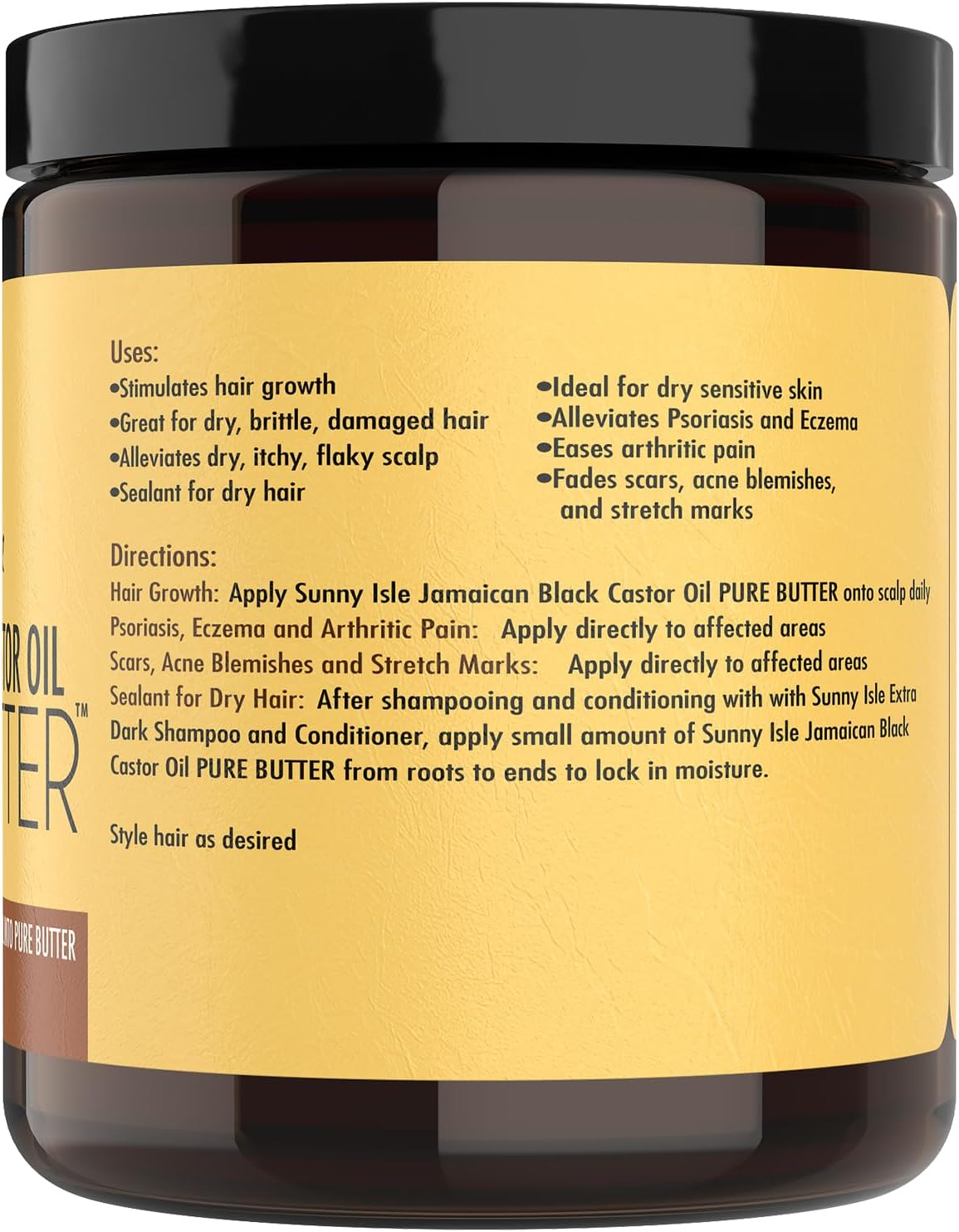 Sunny Isle Jamaican Black Castor Oil Pure Butter with Coconut 8Oz (Pack of 2)