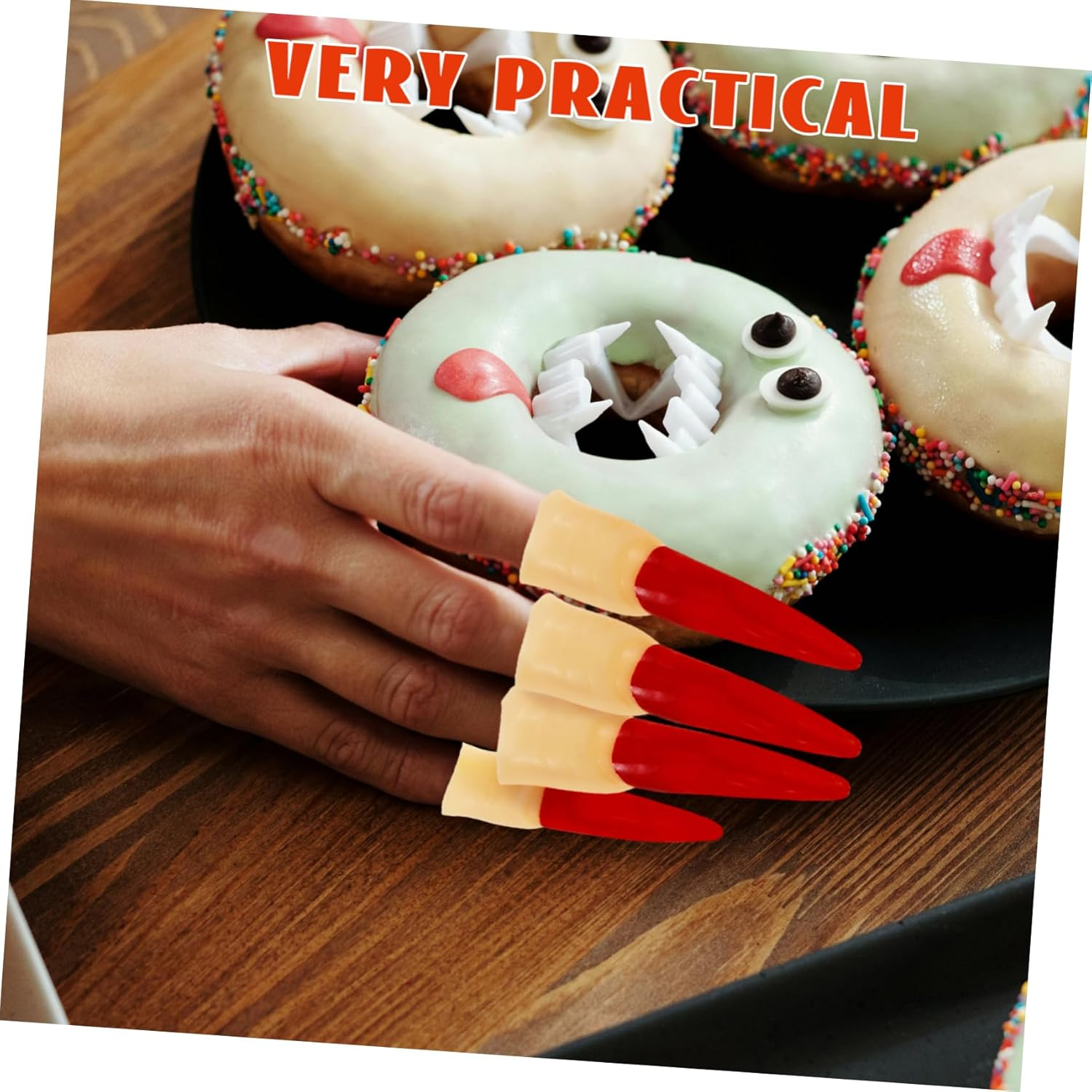 NULYLU 10Pcs Halloween Witch Fingers Decorative Fake Nails Scary Prop Accessories image number 2