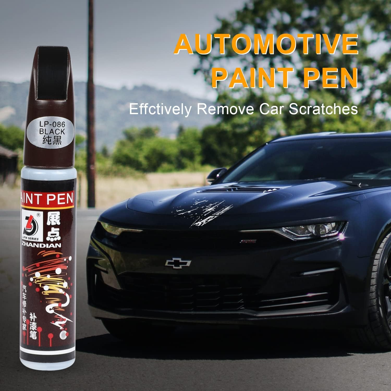 2Pack Touch up Fill Paint Pen Scratch Repair Automotive Touchup Two-In-One (BLACK) image number 2