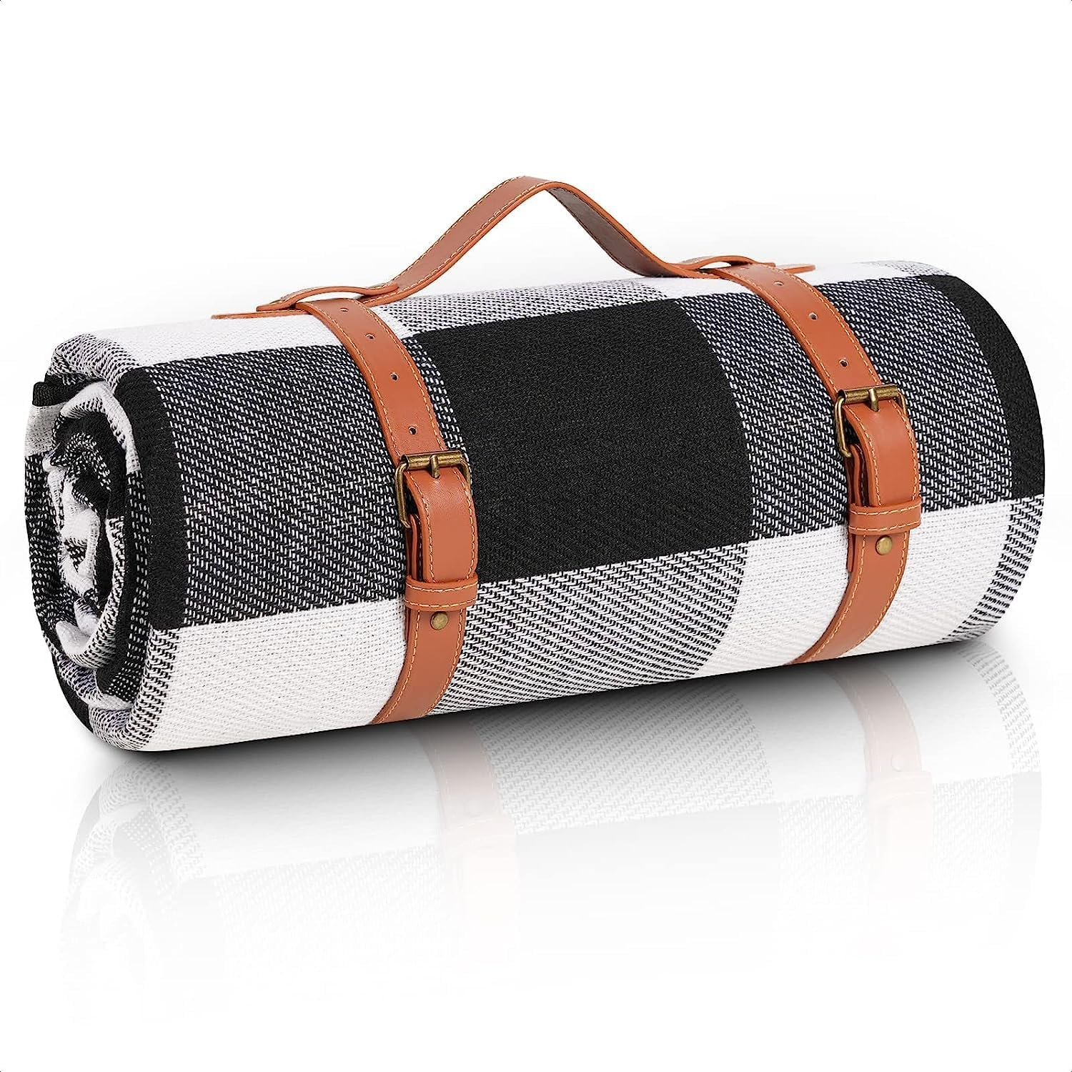 Waterproof Picnic Blanket Portable with Carry Strap, 200X200Cm Extra Large Foldable Compact Beach Blanket for Spring Summer Camping, Park, Travel Grass