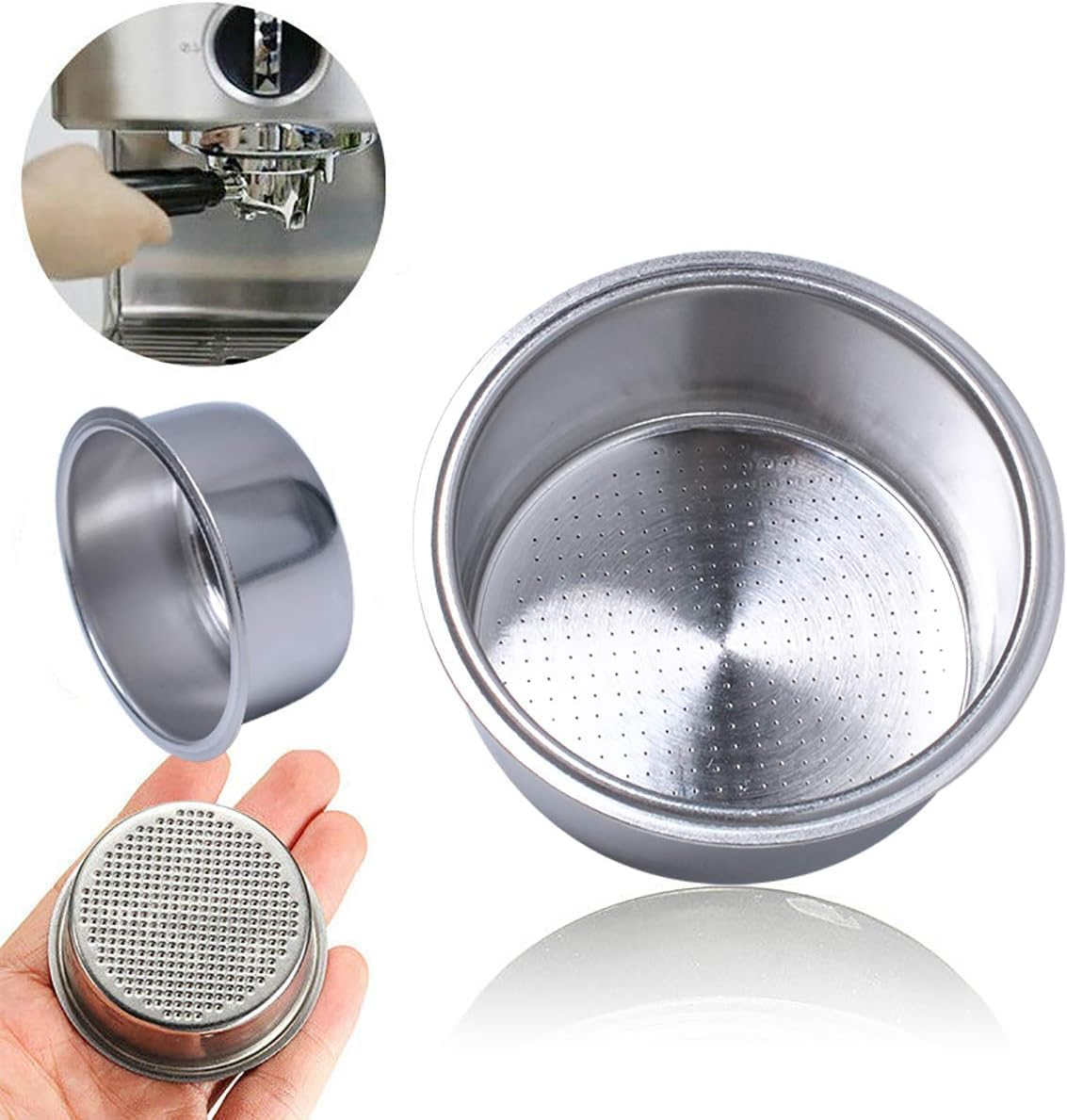 2 PCS Espresso Filter Baskets, High Precision Extraction Portafilter Basket, Double Cup Non Pressurized Porous Filter for Coffee Machine, Universal Espresso Powder Bowl (58Mm) image number 6