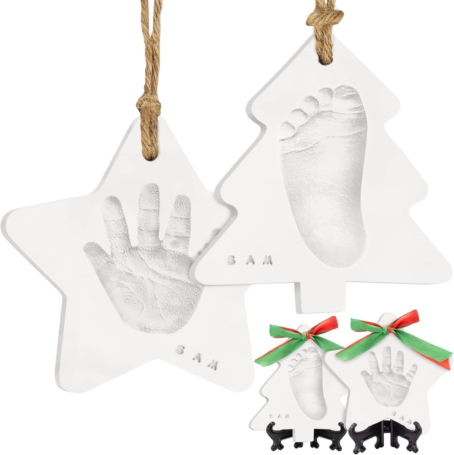 Baby Hand and Footprint Kit - Dog Paw Print Kit, Personalized Baby Footprint Kit, Baby Handprint Ornament Kit, Clay Handprint Ornament Kit for Babies, Baby Shower Gifts for Boys, Girls (Christmas) image number 1