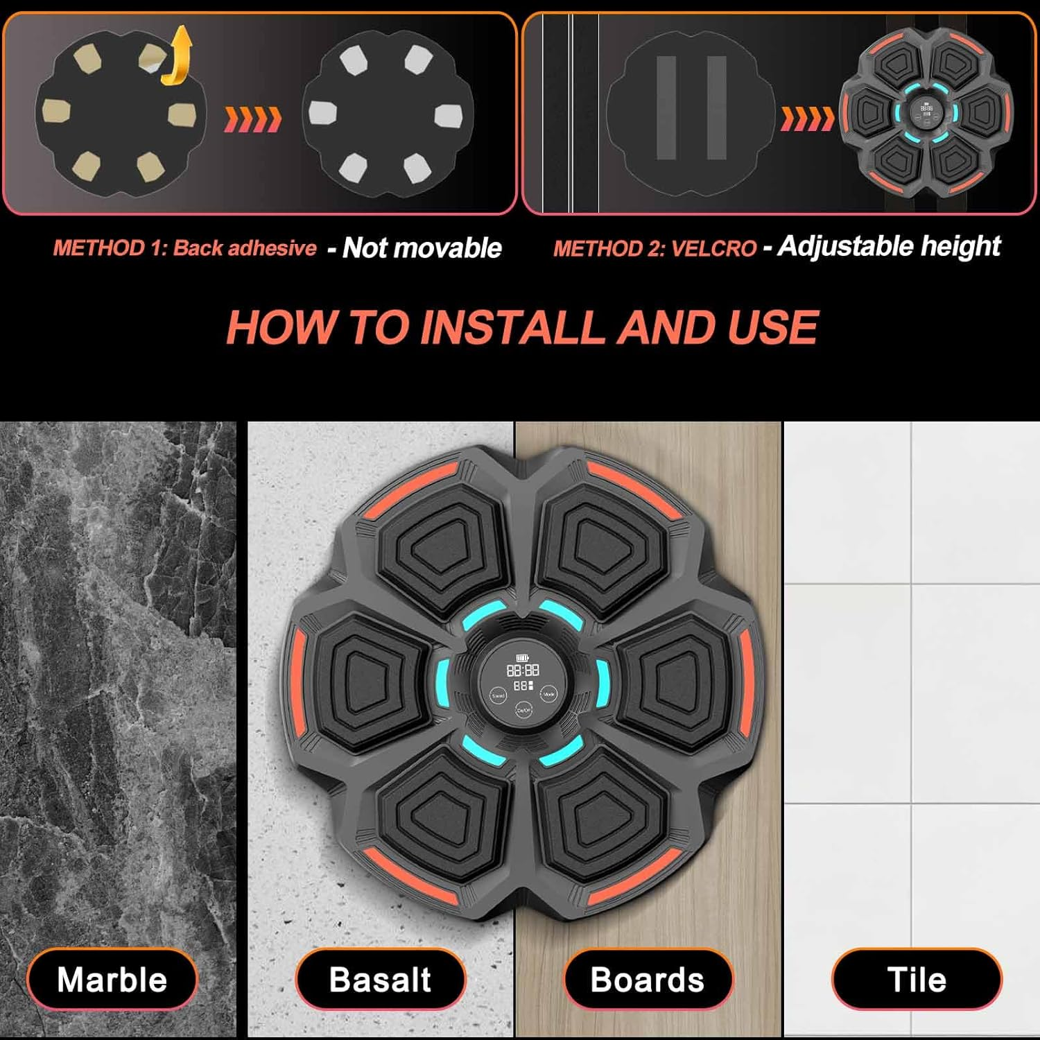 Heyolo Music Boxing Machine with Boxing Gloves, LED Electronic Wall-Mounted Boxing Punching Machine, Musical Boxing Training Machine for Adults and Kids, Workout Equipment for Home Gym image number 6