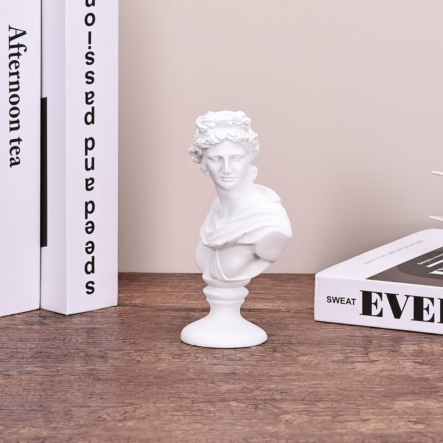 LCCCK 6" H White Apollo Bust Statue Home Decor, Classic Greek Mythology Roman Decor, Shelves David Aesthetic Decor for Small Statues - Dark Academia Bookshelf Room Decor Bust Sculptures image number 1