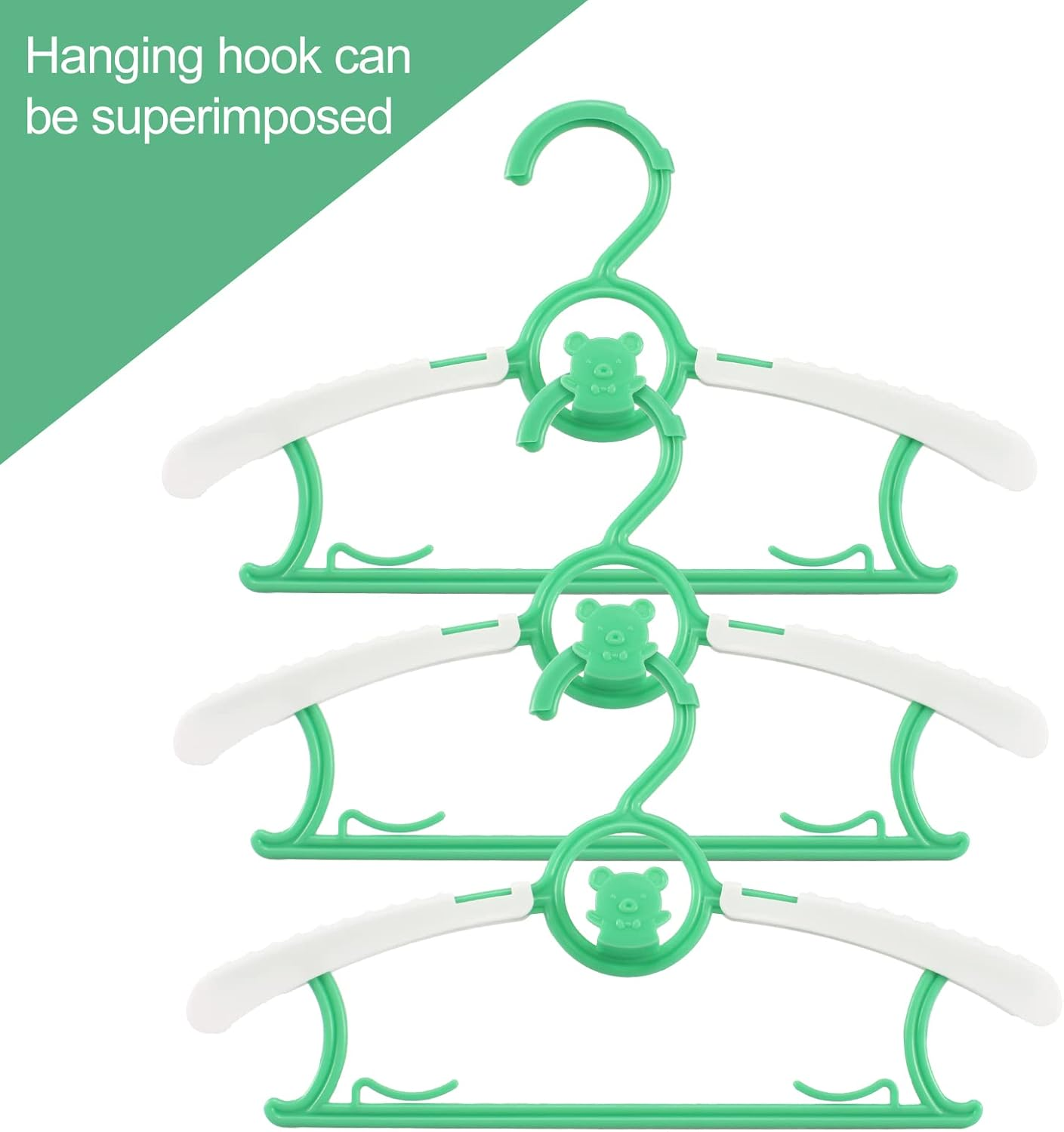 10-Pack Baby Coat Hangers Children Clothes Hangers Adjustable with Space Saving Stackable Hooks,H HOME-MART Universal Baby Hangers Non-Slip Coat Hanger with Windproof Hook image number 2
