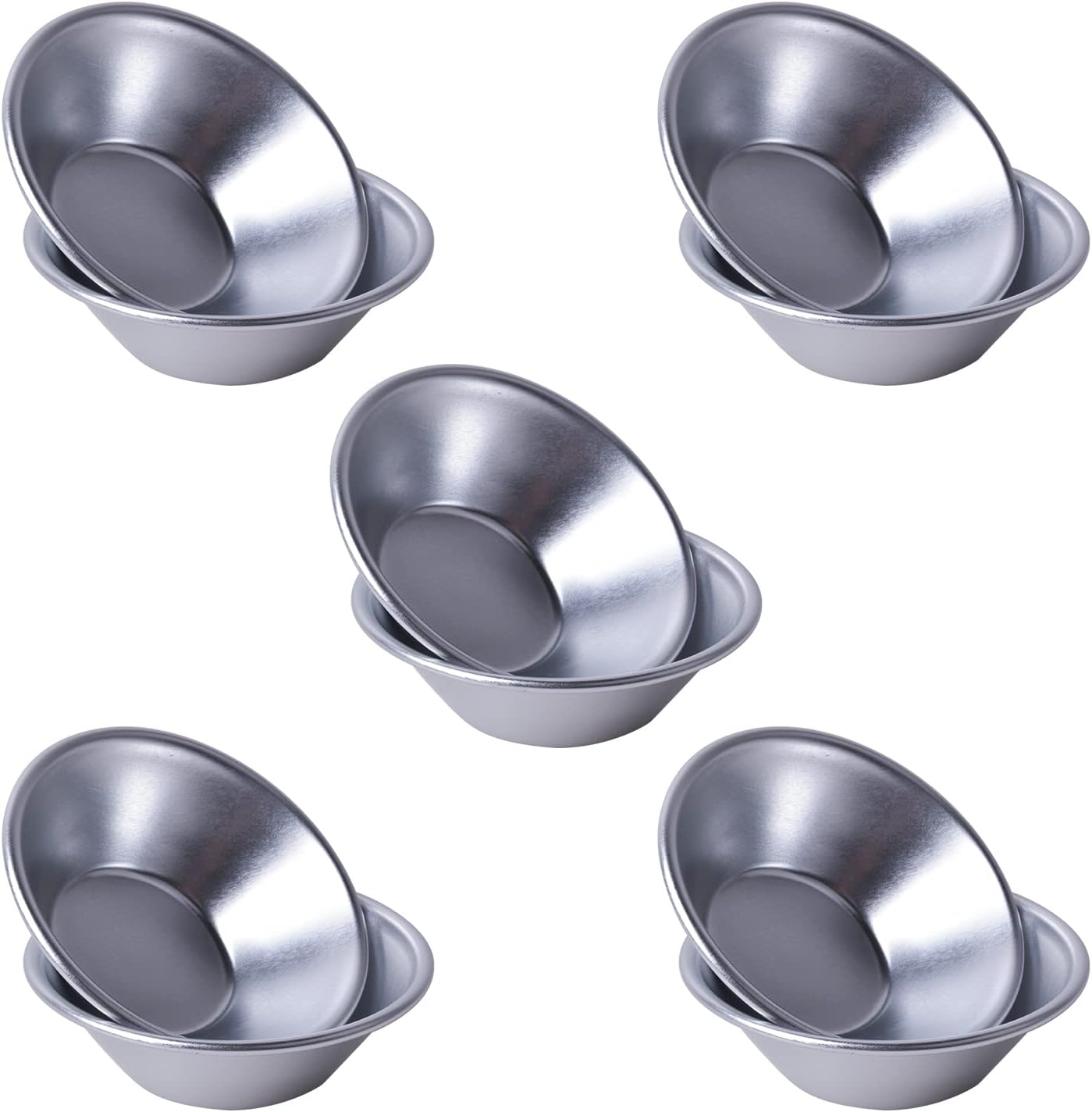10 Pieces Aluminum Egg Tart Molds, Individual round Pie Tins, Thicker Cake Cup Egg Tart Pudding Mould DIY Tools, Pudding Moulds Cupcake Cups, Non-Stick Coating Quiche Baking Moulds image number 2
